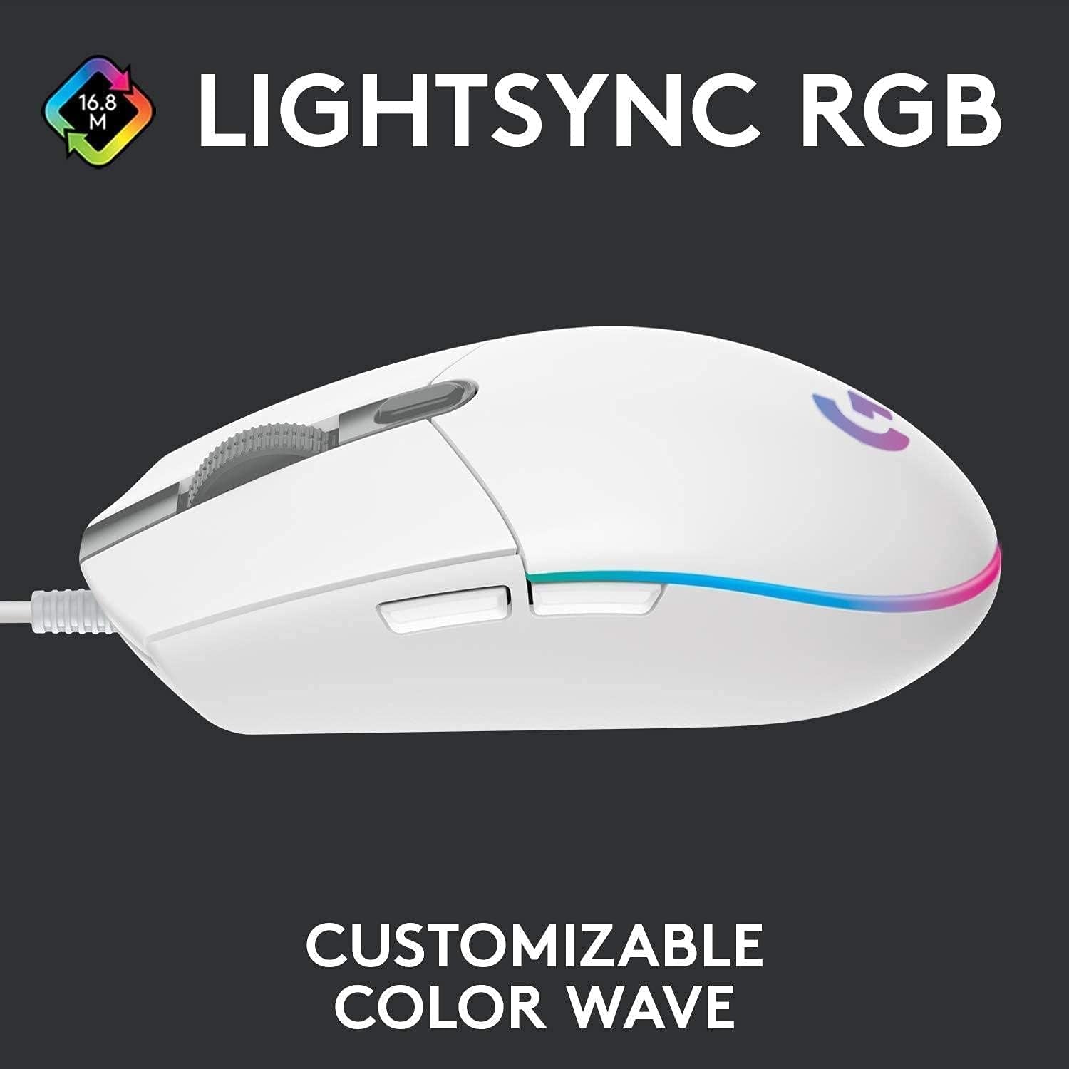 Logitech G102 LightSync RGB Gaming Mouse White - AHW Store