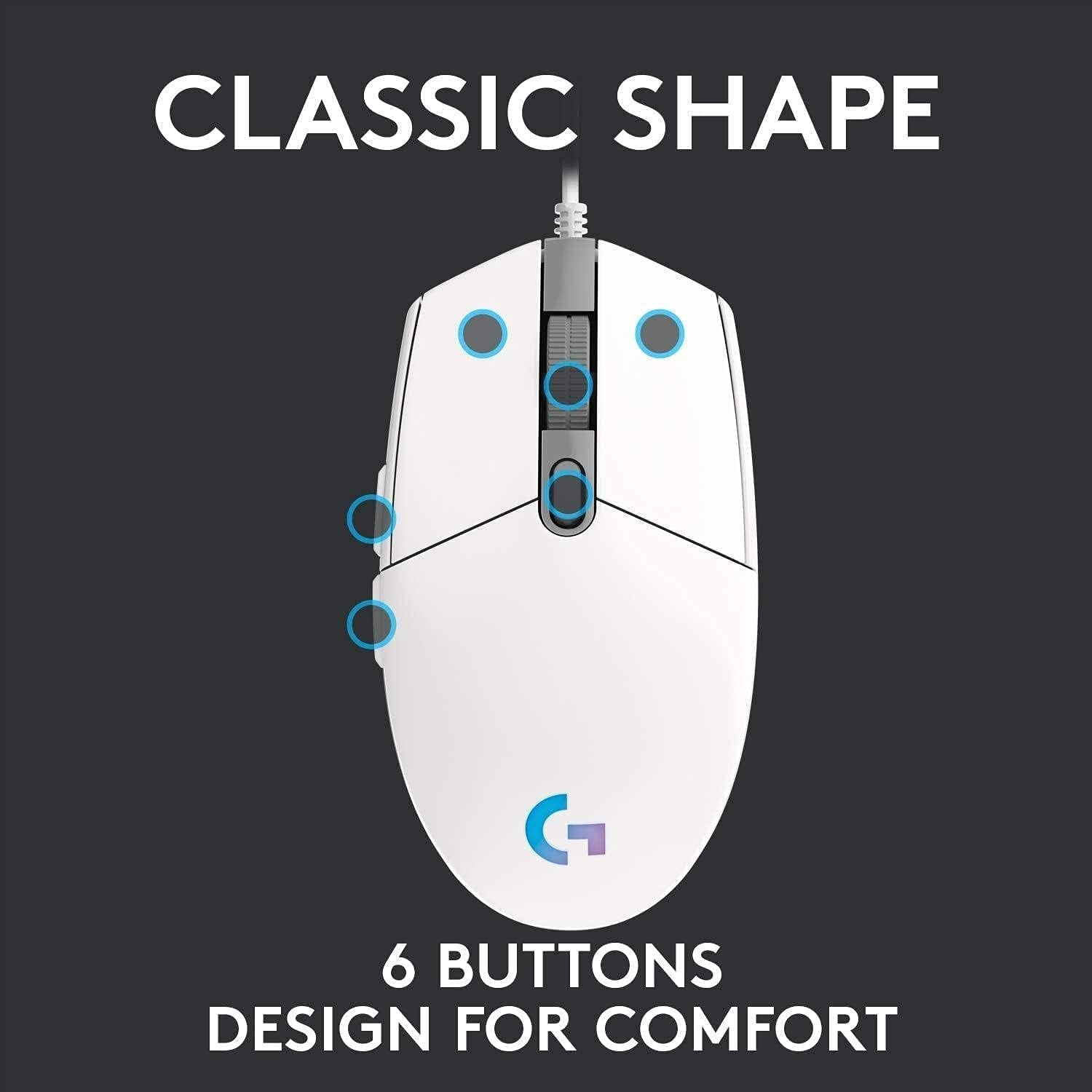 Logitech G102 LightSync RGB Gaming Mouse White - AHW Store
