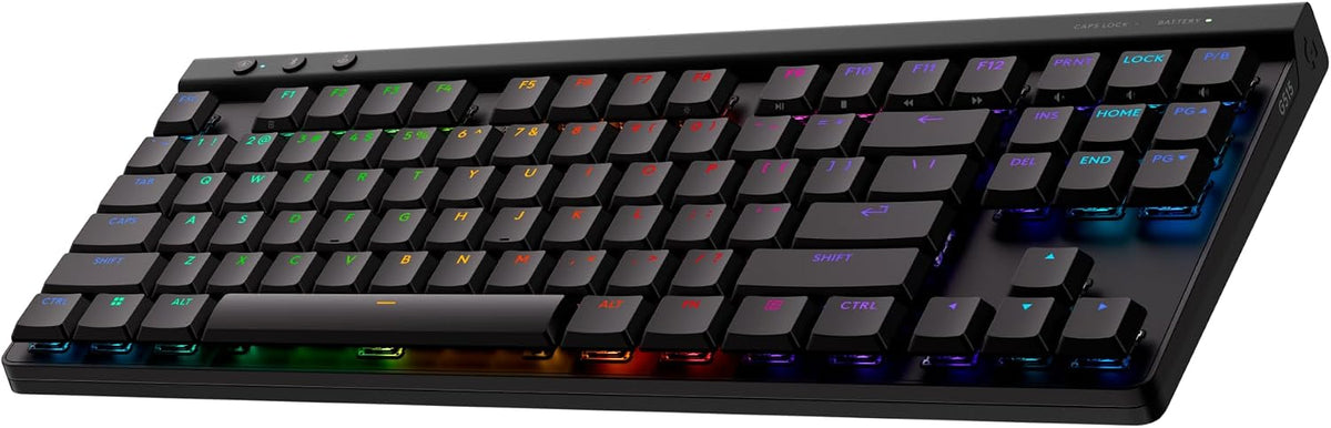 Logitech G515 Lightspeed TKL Low Profile Wireless Gaming Keyboard, LIGHTSYNC RGB, Thin Tenkeyless Design, Double-Shot PBT Keycaps, Linear (Red) Mechanical Switches - Black - AHW Store