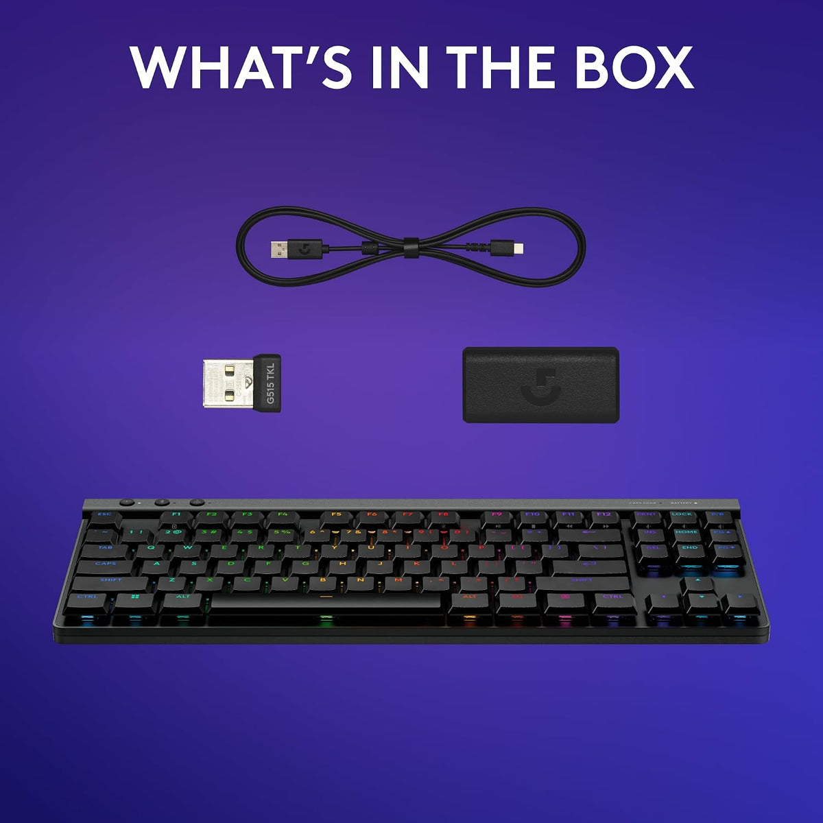 Logitech G515 Lightspeed TKL Low Profile Wireless Gaming Keyboard, LIGHTSYNC RGB, Thin Tenkeyless Design, Double-Shot PBT Keycaps, Linear (Red) Mechanical Switches - Black - AHW Store