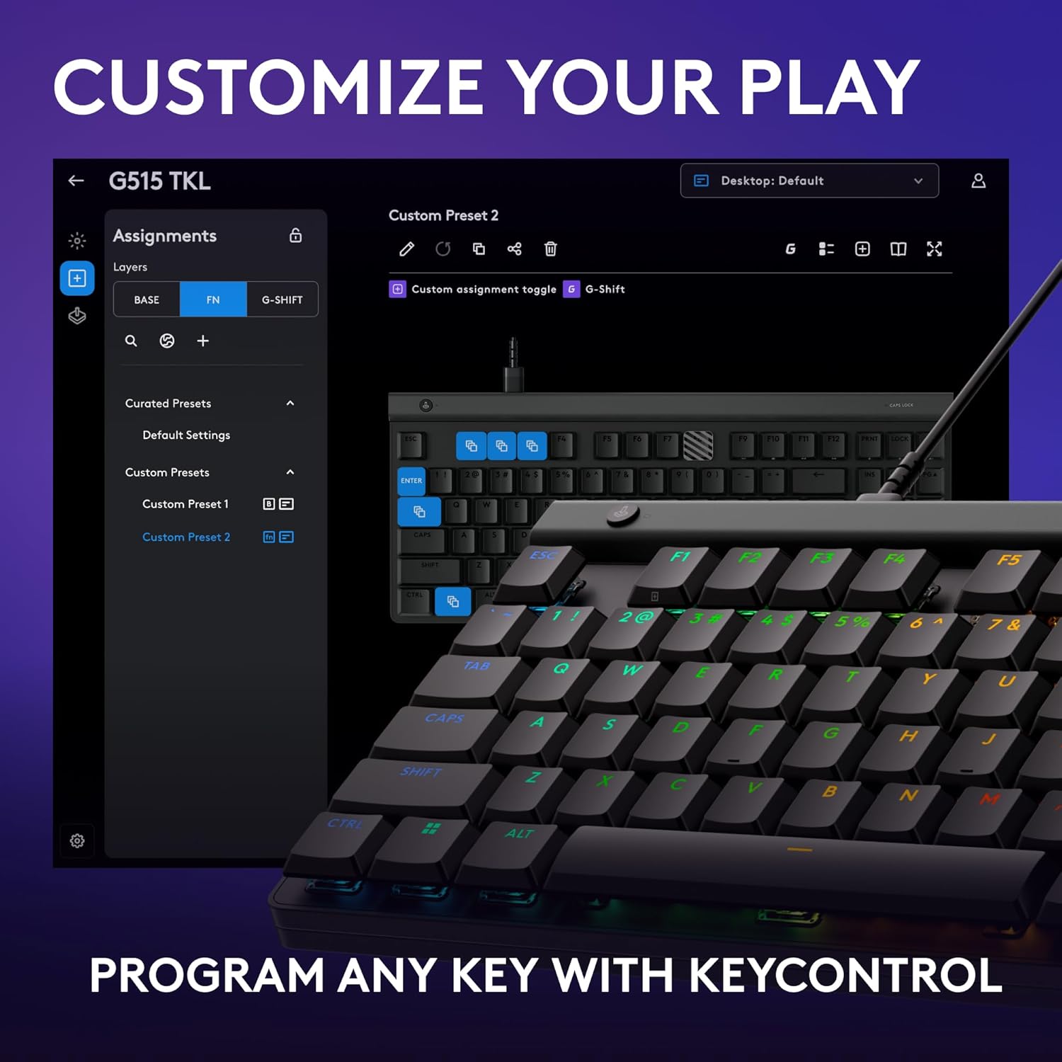 Logitech G515 TKL Wired Low Profile Gaming Keyboard, Fully Customizable RGB, Double - Shot PBT Keycaps - AHW Store