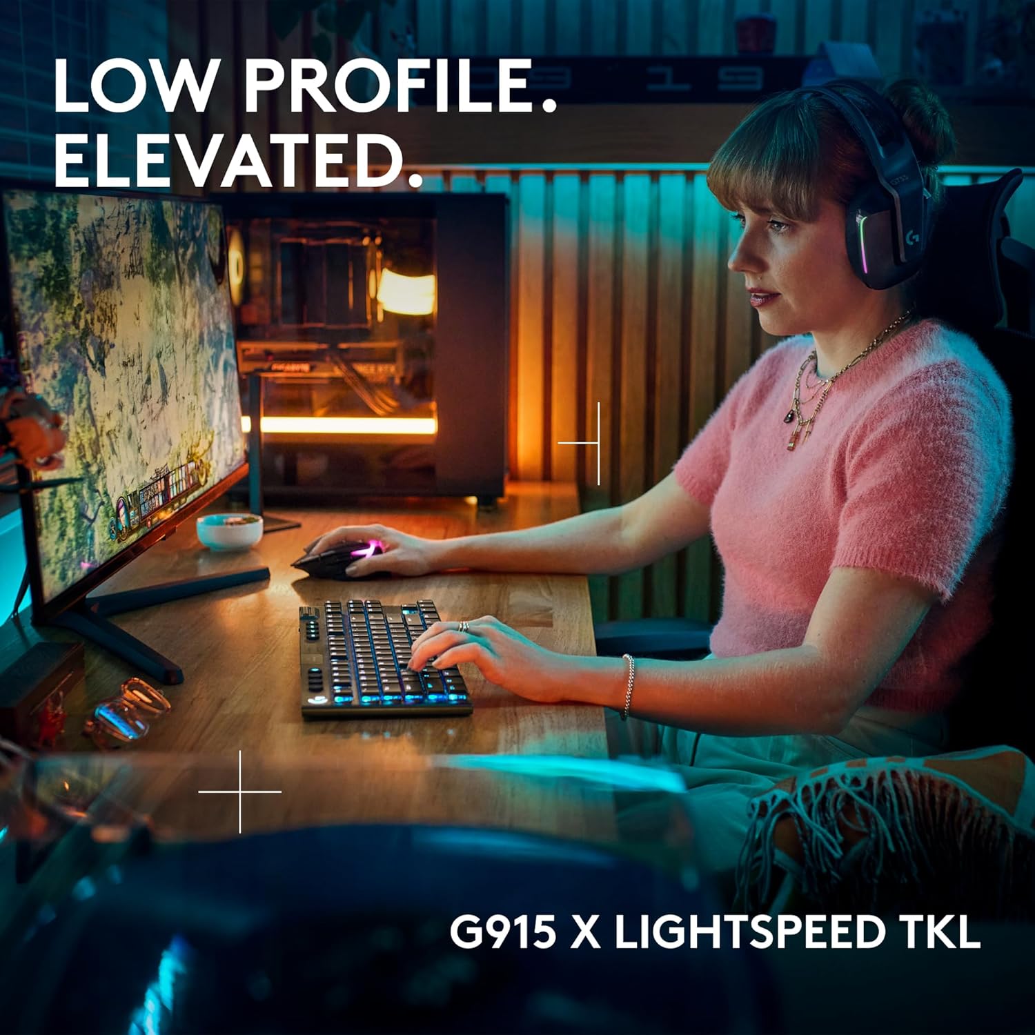 Logitech G915 X LIGHTSPEED Wireless Gaming Mechanical Keyboard with TKL Design, RGB LIGHTSYNC, USB o - AHW Store