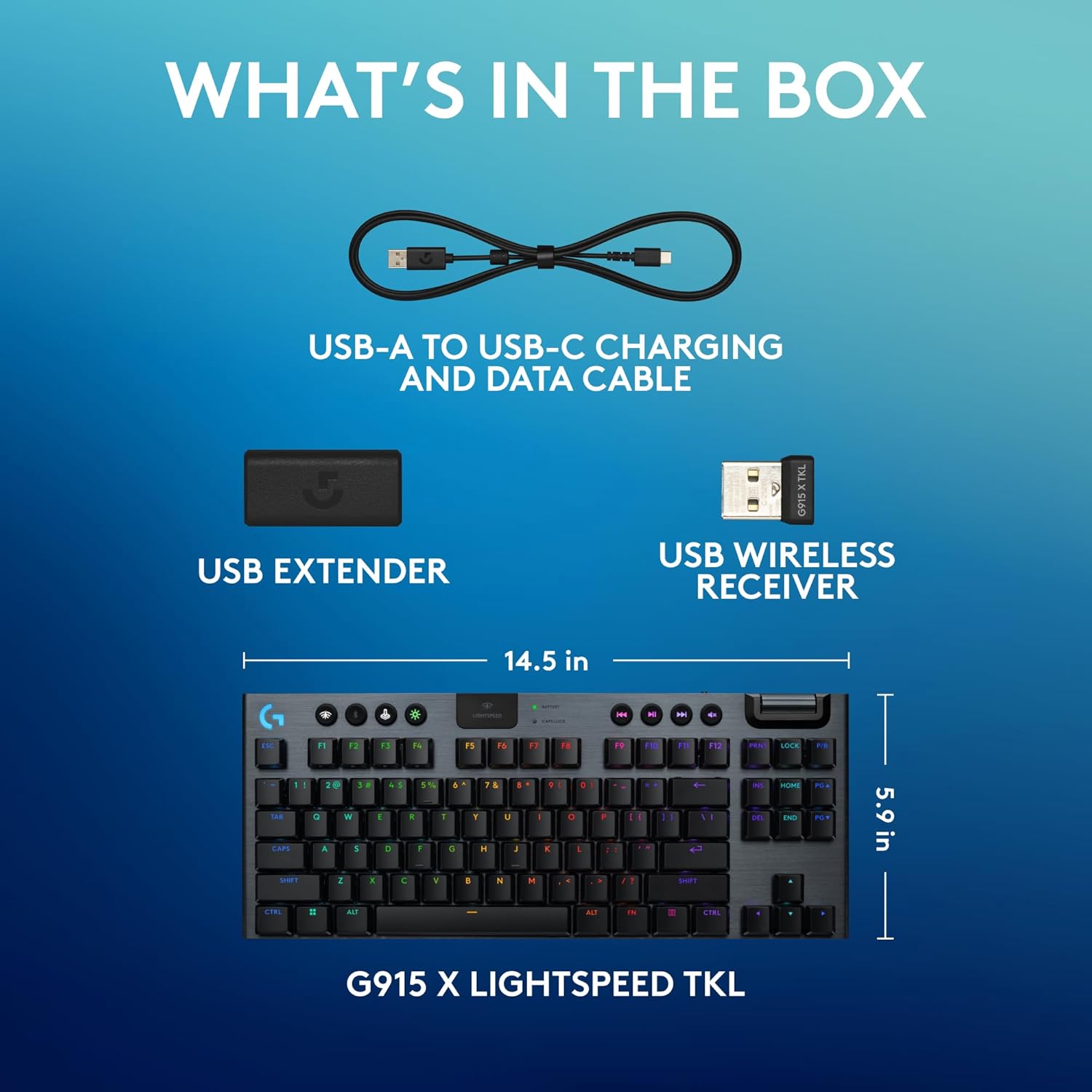 Logitech G915 X LIGHTSPEED Wireless Gaming Mechanical Keyboard with TKL Design, RGB LIGHTSYNC, USB o - AHW Store