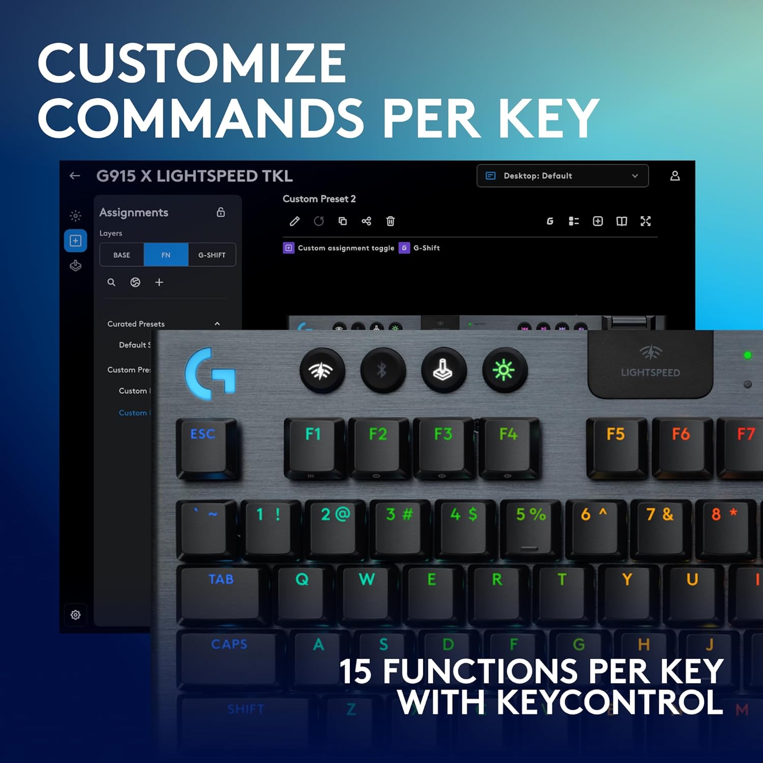 Logitech G915 X LIGHTSPEED Wireless Gaming Mechanical Keyboard with TKL Design, RGB LIGHTSYNC, USB o - AHW Store