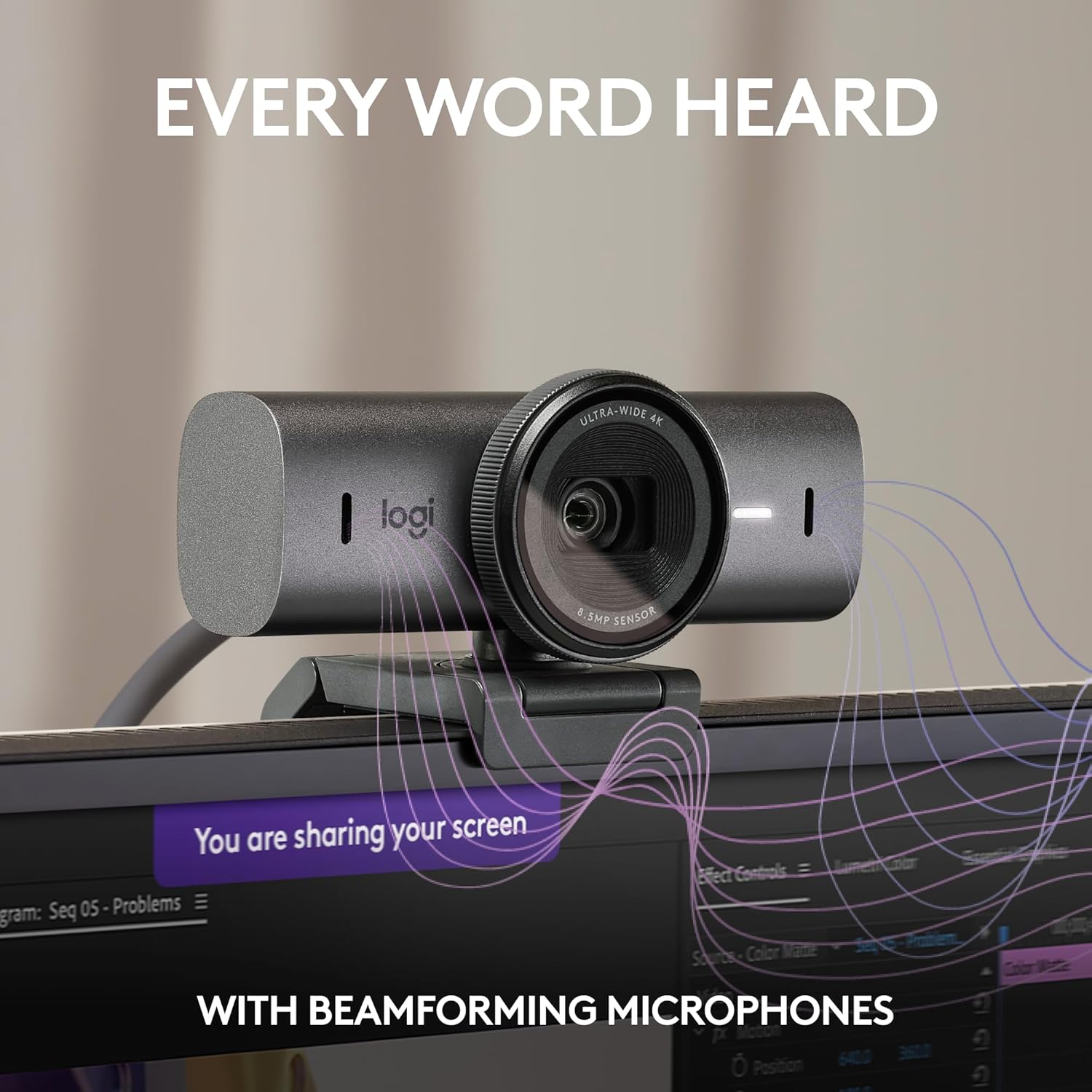 Logitech MX Brio Ultra HD 4K Collaboration and Streaming Webcam, 1080p at 60 FPS, Dual Noise Reducin - AHW Store
