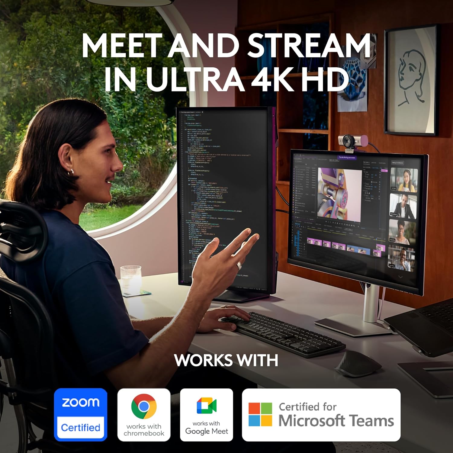 Logitech MX Brio Ultra HD 4K Collaboration and Streaming Webcam, 1080p at 60 FPS, Dual Noise Reducin - AHW Store