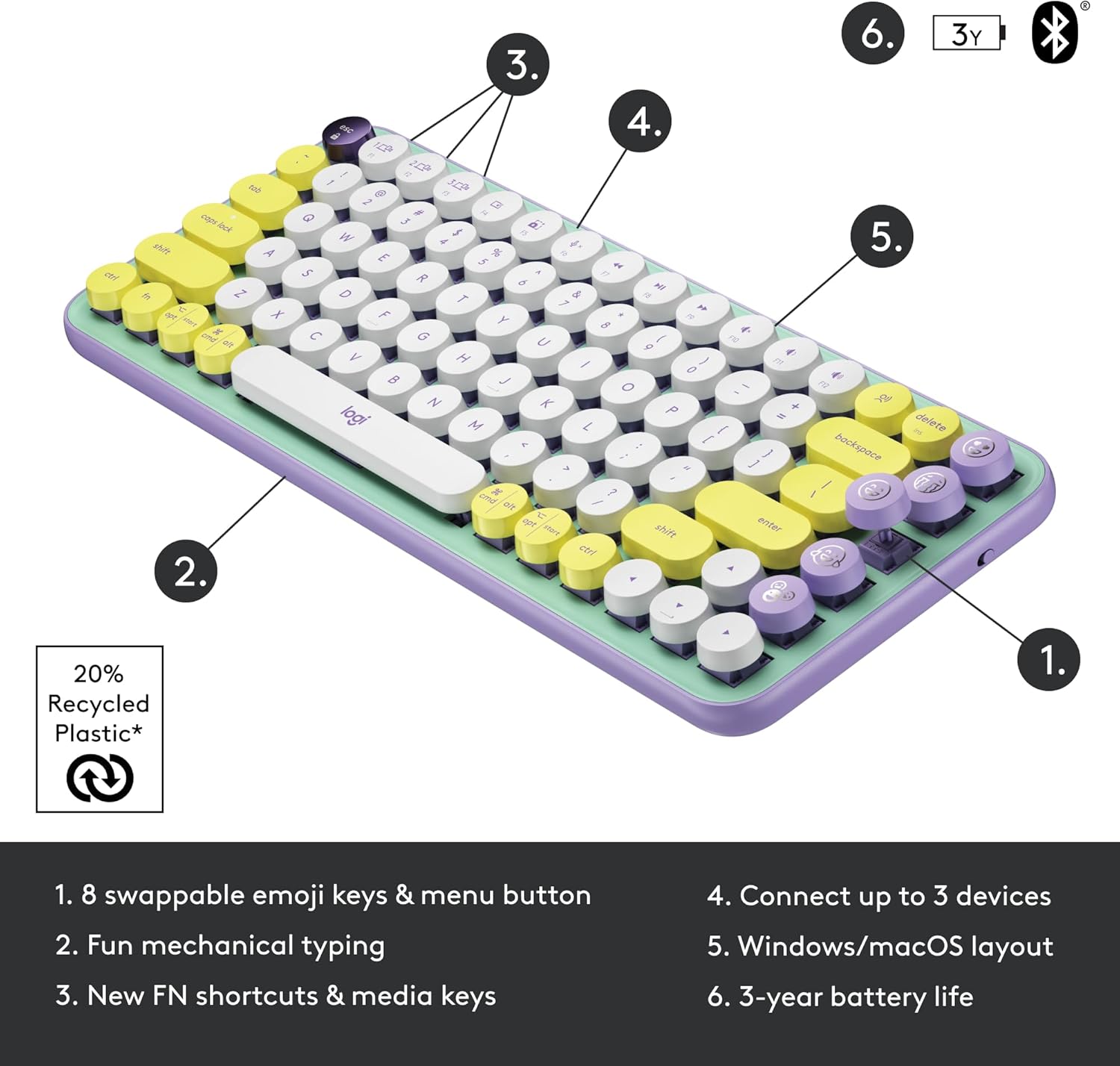 Logitech POP Keys Wireless Mechanical Keyboard - AHW Store