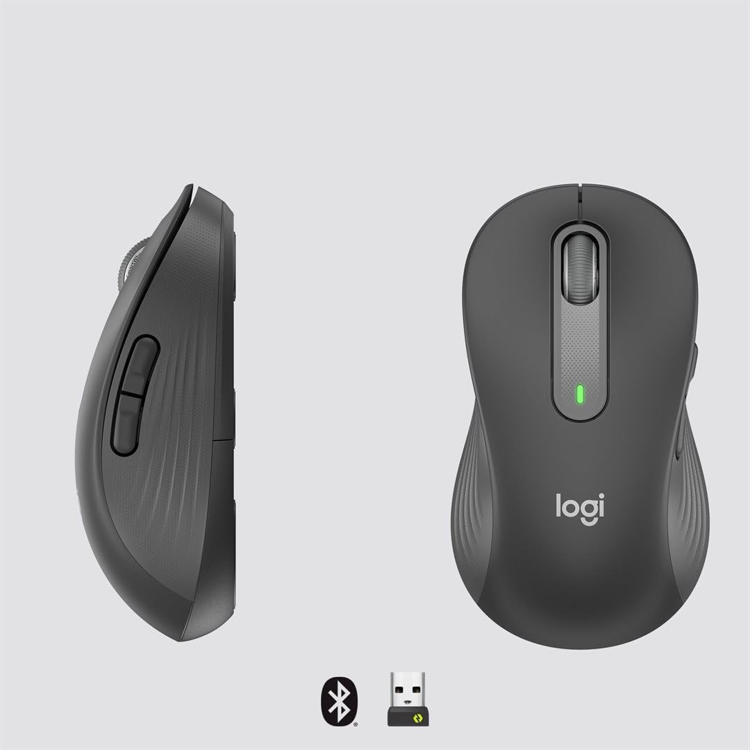 Logitech Signature M650 L Left Wireless Mouse For Large Left Hands 2 - Year Battery Silent Clicks Customizable Side Buttons Bluetooth Logi Bolt PC Mac Chromebook Compatible - Grey - AHW Store