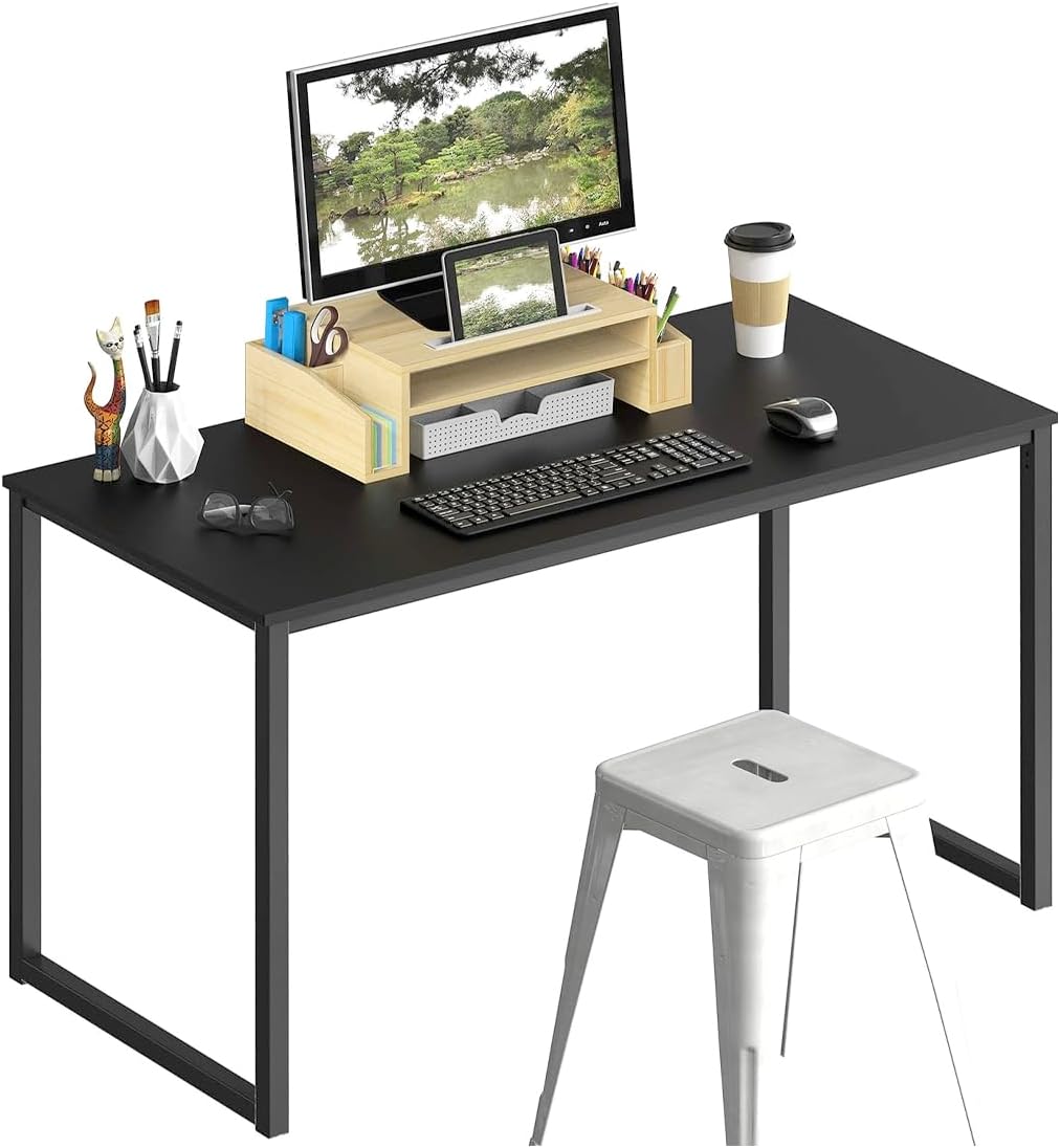 LUTEMA Computer Desk 48 Inches Black Home Office Home Computer Desk Steel Frame Powder Coated Cable - AHW Store
