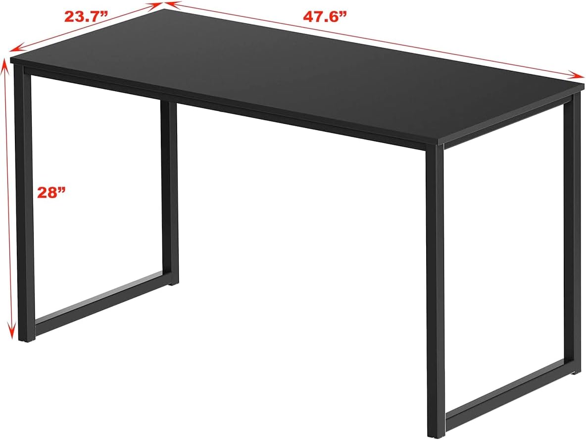LUTEMA Computer Desk 48 Inches Black Home Office Home Computer Desk Steel Frame Powder Coated Cable - AHW Store