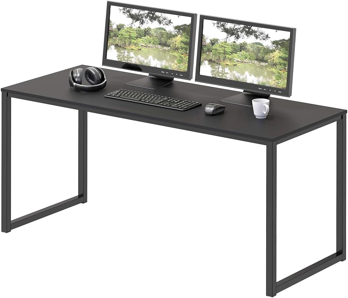 LUTEMA Computer Desk 48 Inches Black Home Office Home Computer Desk Steel Frame Powder Coated Cable - AHW Store