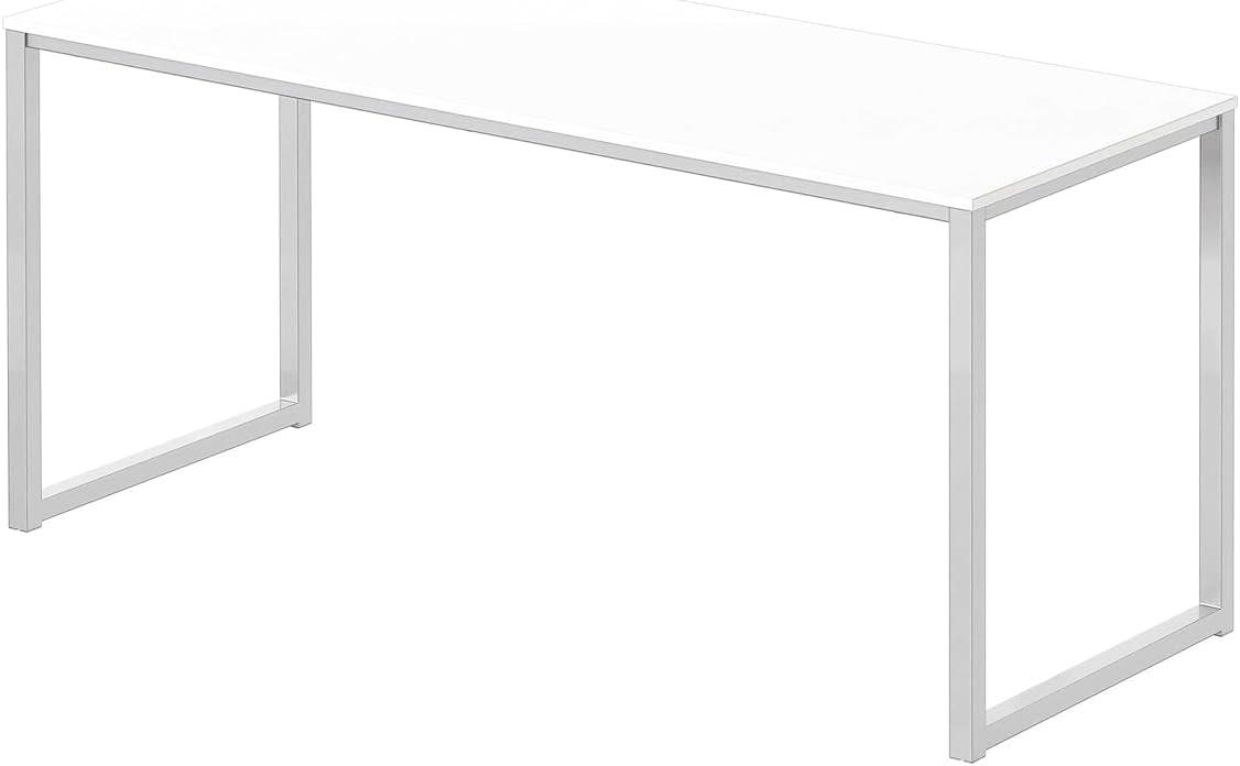LUTEMA Computer Desk 48 Inches White Home Office Home Computer Desk Steel Frame Powder Coated Cable - AHW Store