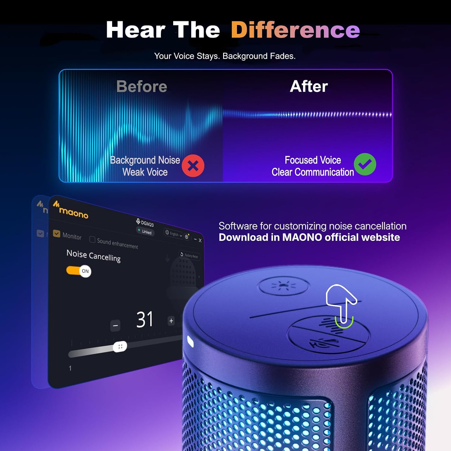 MAONO DM20 USB Gaming Microphone with RGB - AHW Store