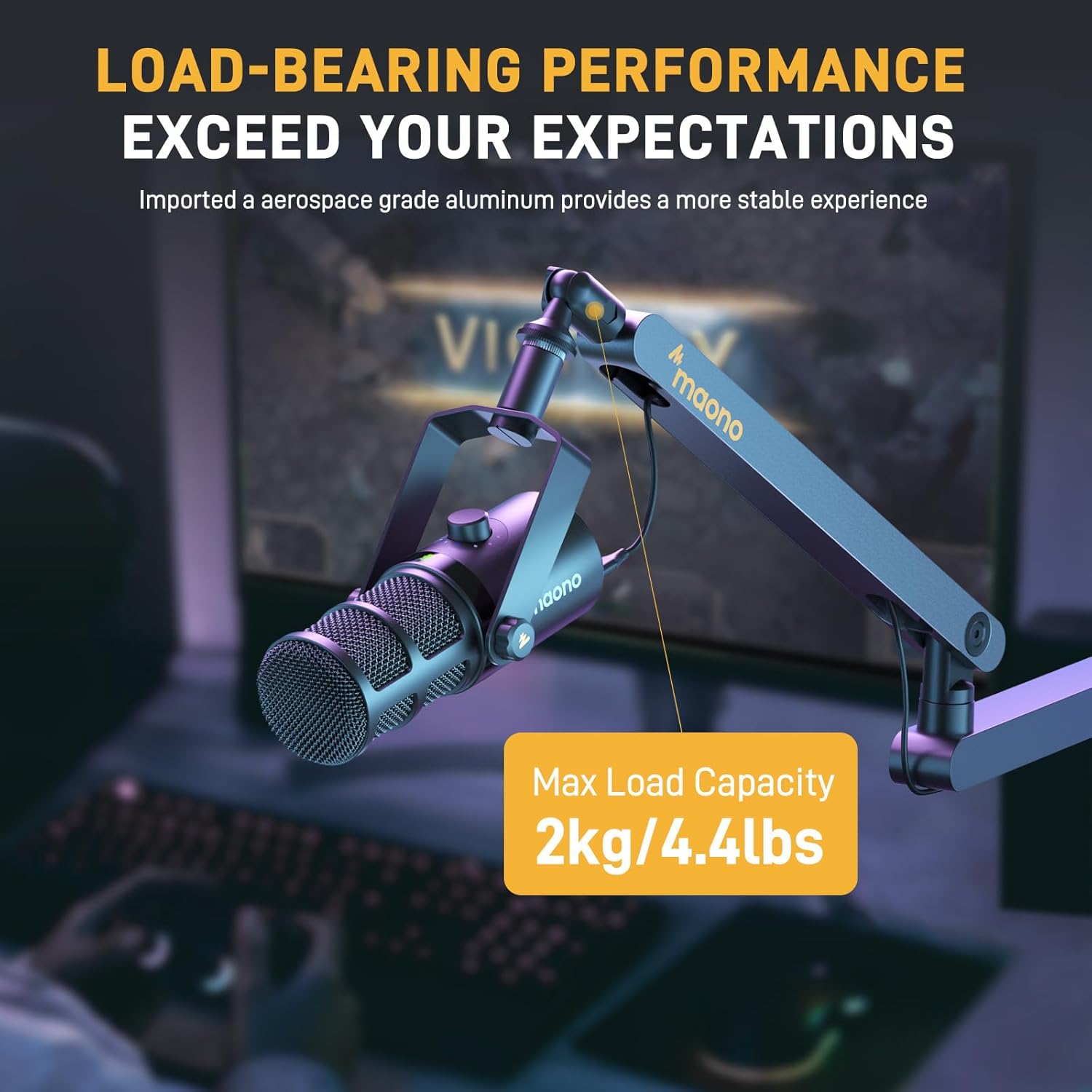 MAONO Low Profile Microphone Arm, Mic Boom Arm with Cable Management Channels, Desk Clamp, Versatile - AHW Store