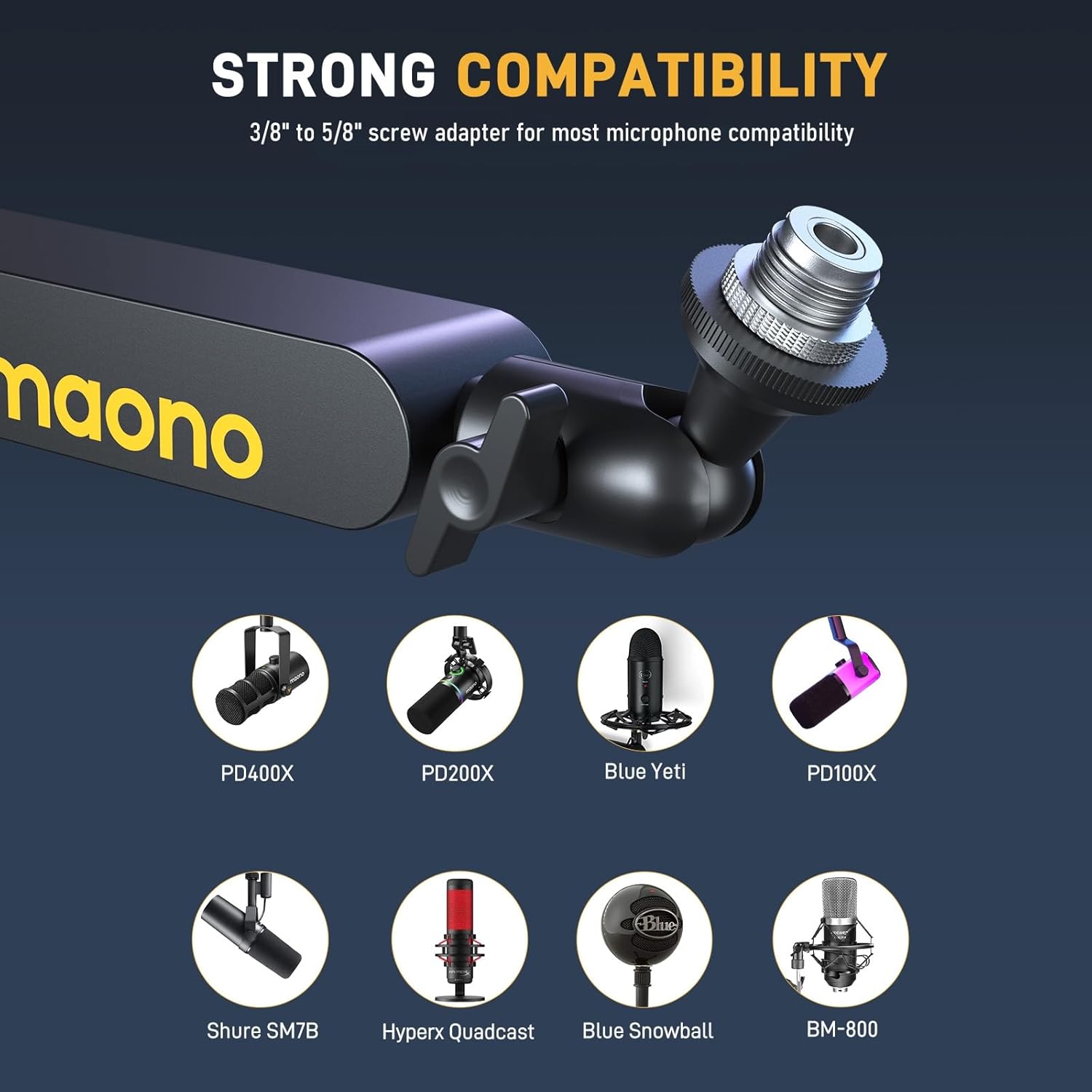 MAONO Low Profile Microphone Arm, Mic Boom Arm with Cable Management Channels, Desk Clamp, Versatile - AHW Store