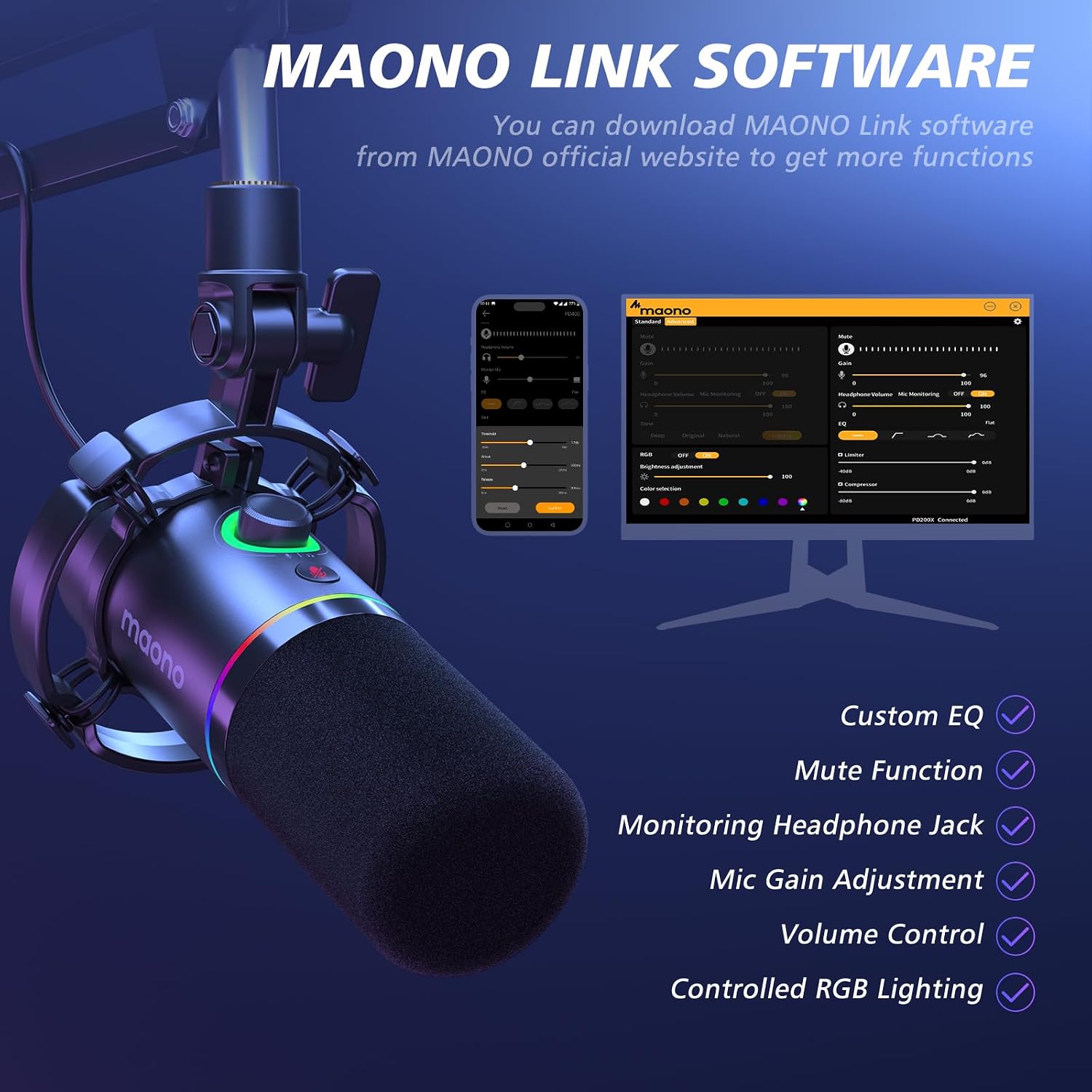 MAONO PD200XS XLR/USB Dynamic Mic Kit - AHW Store