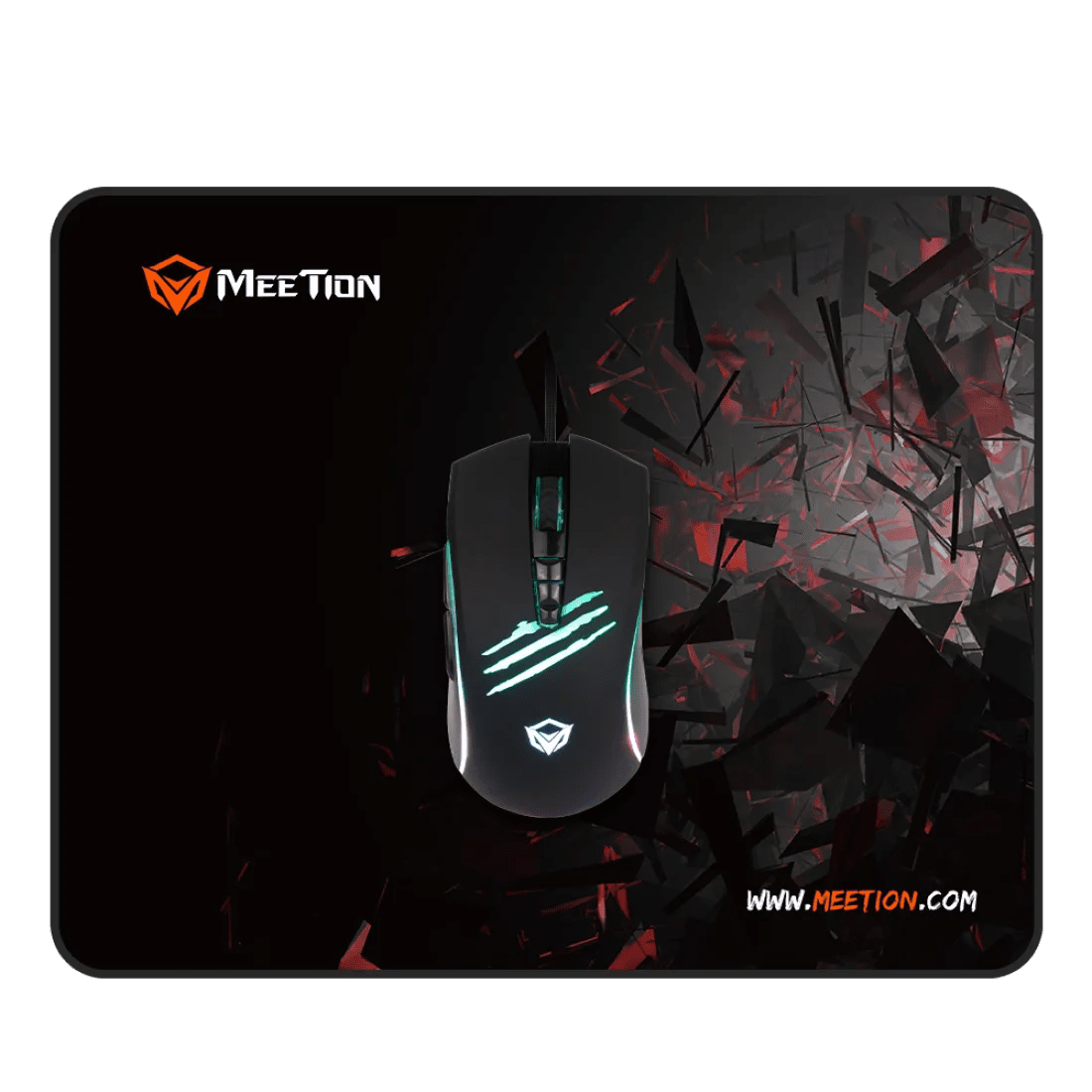 Meetion C011 Wired Gaming Combo Mouse and Mouse Pad 6400 DPI 8 Buttons Black - AHW Store