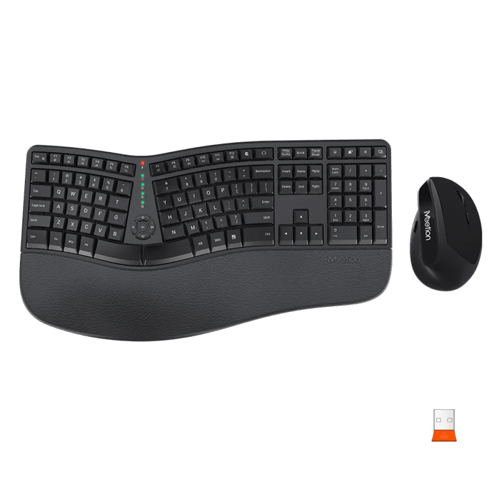 Meetion DirectorC Wireless Office Combo Keyboard and Mouse 2400 DPI 6 Buttons English / Arabic Black (Open Box) - AHW Store