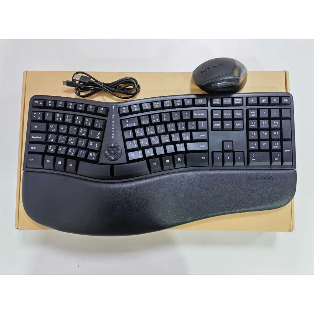 Meetion DirectorC Wireless Office Combo Keyboard and Mouse 2400 DPI 6 Buttons English / Arabic Black (Open Box) - AHW Store