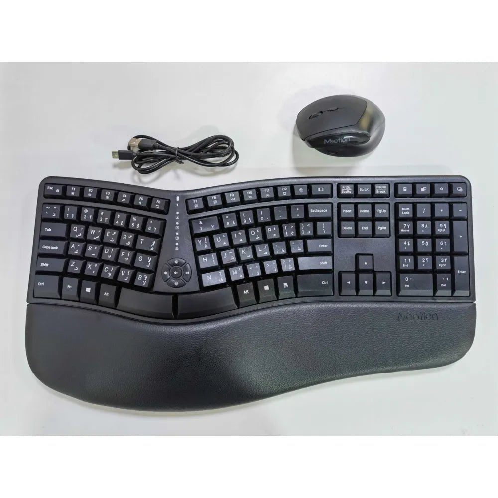 Meetion DirectorC Wireless Office Combo Keyboard and Mouse 2400 DPI 6 Buttons English / Arabic Black (Open Box) - AHW Store