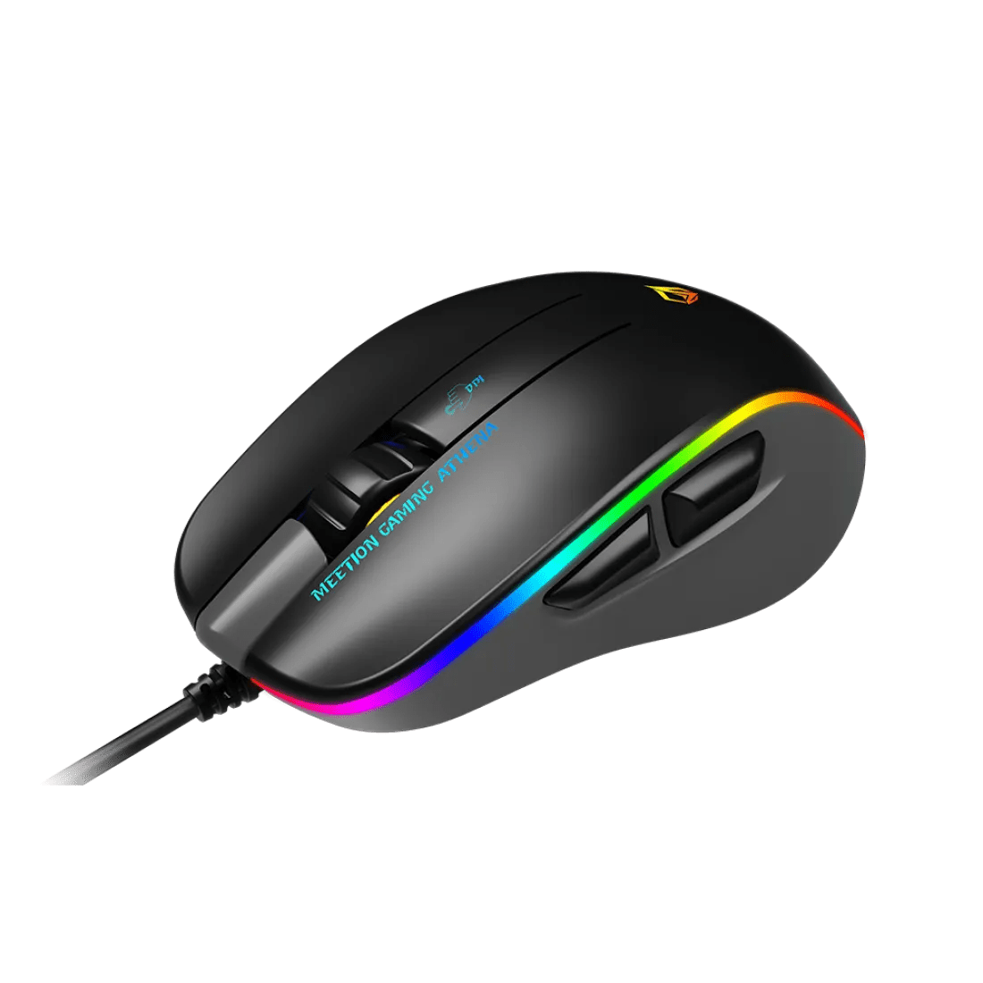 Meetion GM23 2023 RGB Circulation Backlit Wired Gaming Mouse 12800 DPI 6 Buttons Black - AHW Store
