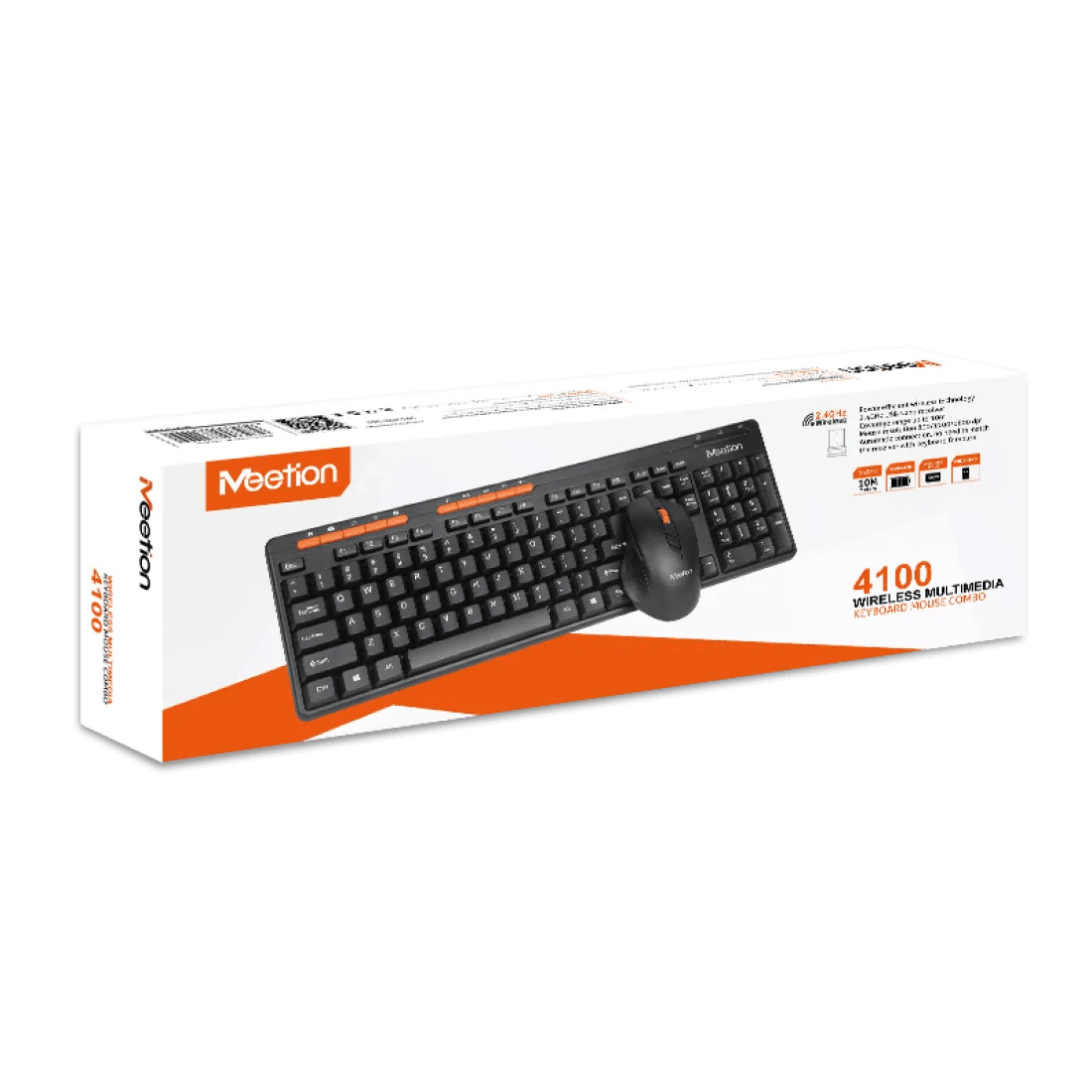 Meetion M4100 Wireless Office Combo Keyboard and Mouse 1600 DPI 3 Buttons English & Arabic Black - AHW Store