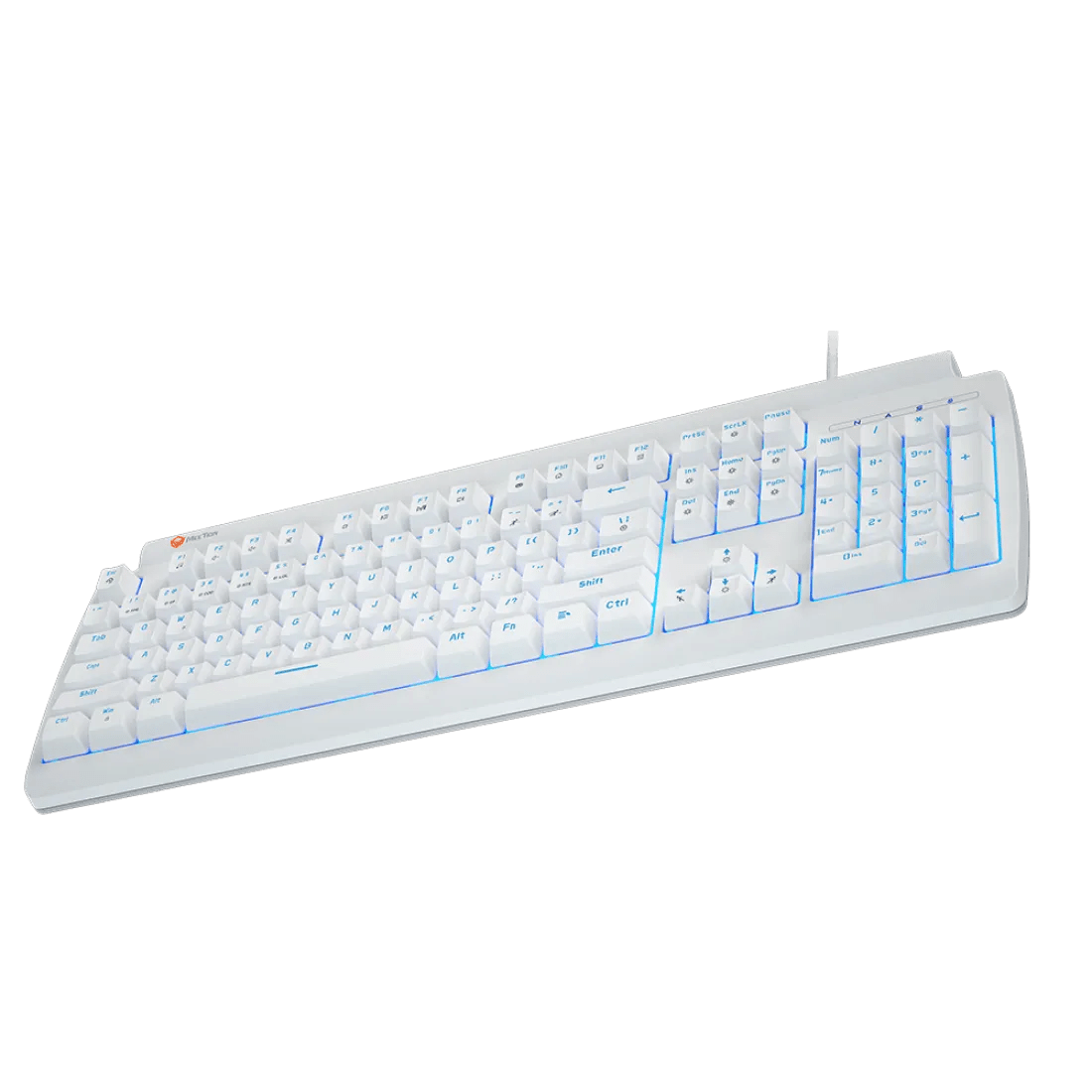 Meetion MK600MX Blue Backlight Mechanical Gaming Keyboard Blue Switch English & Arabic White - AHW Store