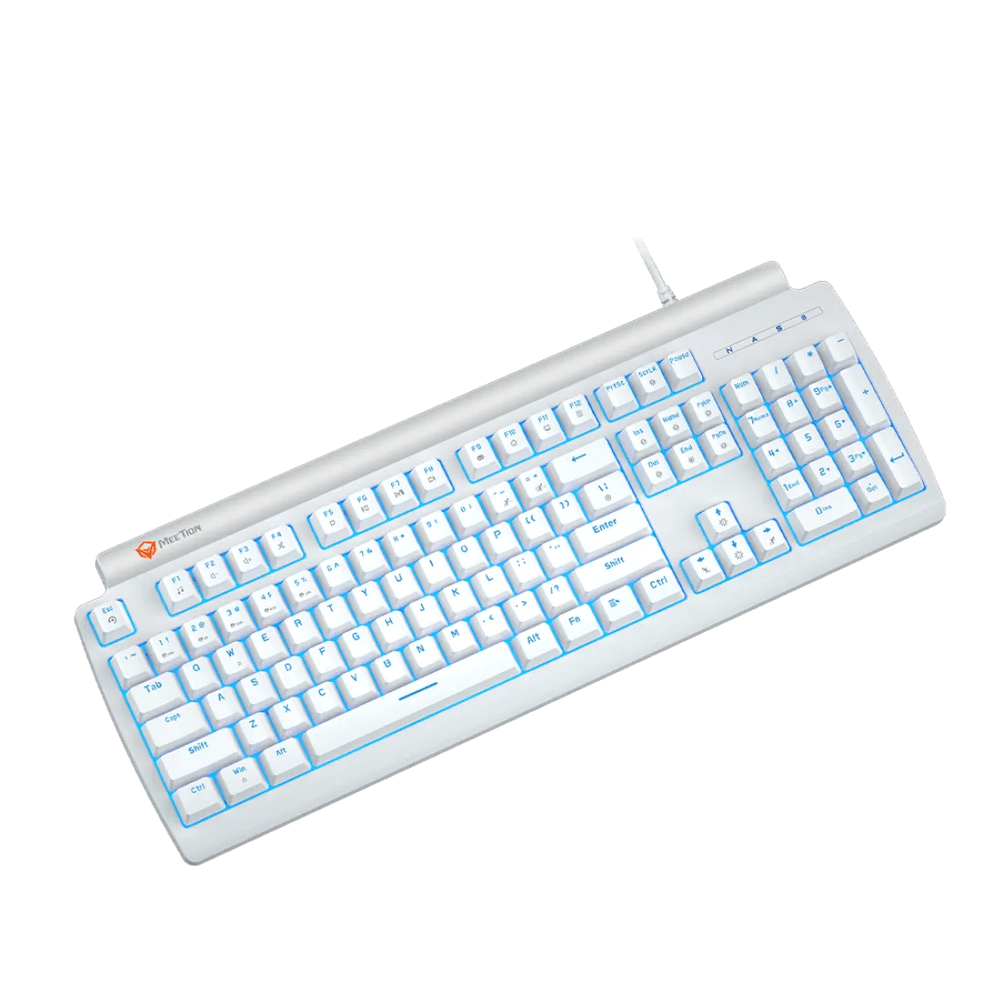 Meetion MK600MX Blue Backlight Mechanical Gaming Keyboard Blue Switch English & Arabic White - AHW Store