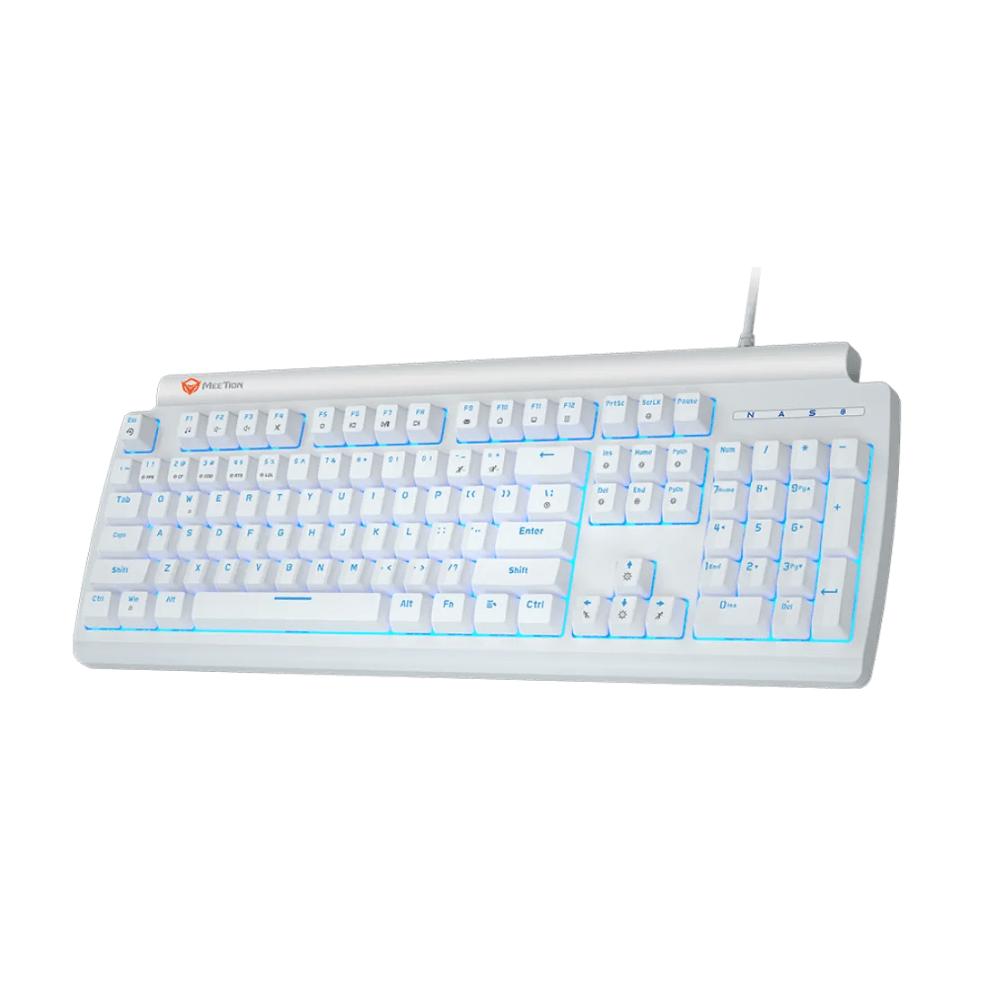 Meetion MK600RD Blue Backlight Mechanical Gaming Keyboard Red Switch English & Arabic White - AHW Store
