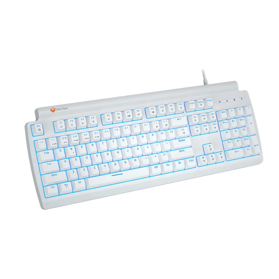 Meetion MK600RD Blue Backlight Mechanical Gaming Keyboard Red Switch English & Arabic White - AHW Store