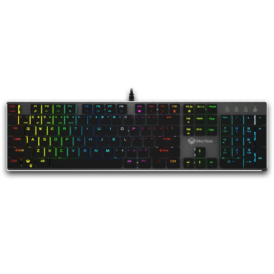 Meetion MK80 Ultrathin RGB Mechanical Gaming Keyboard Blue Switch English & Arabic Black - AHW Store