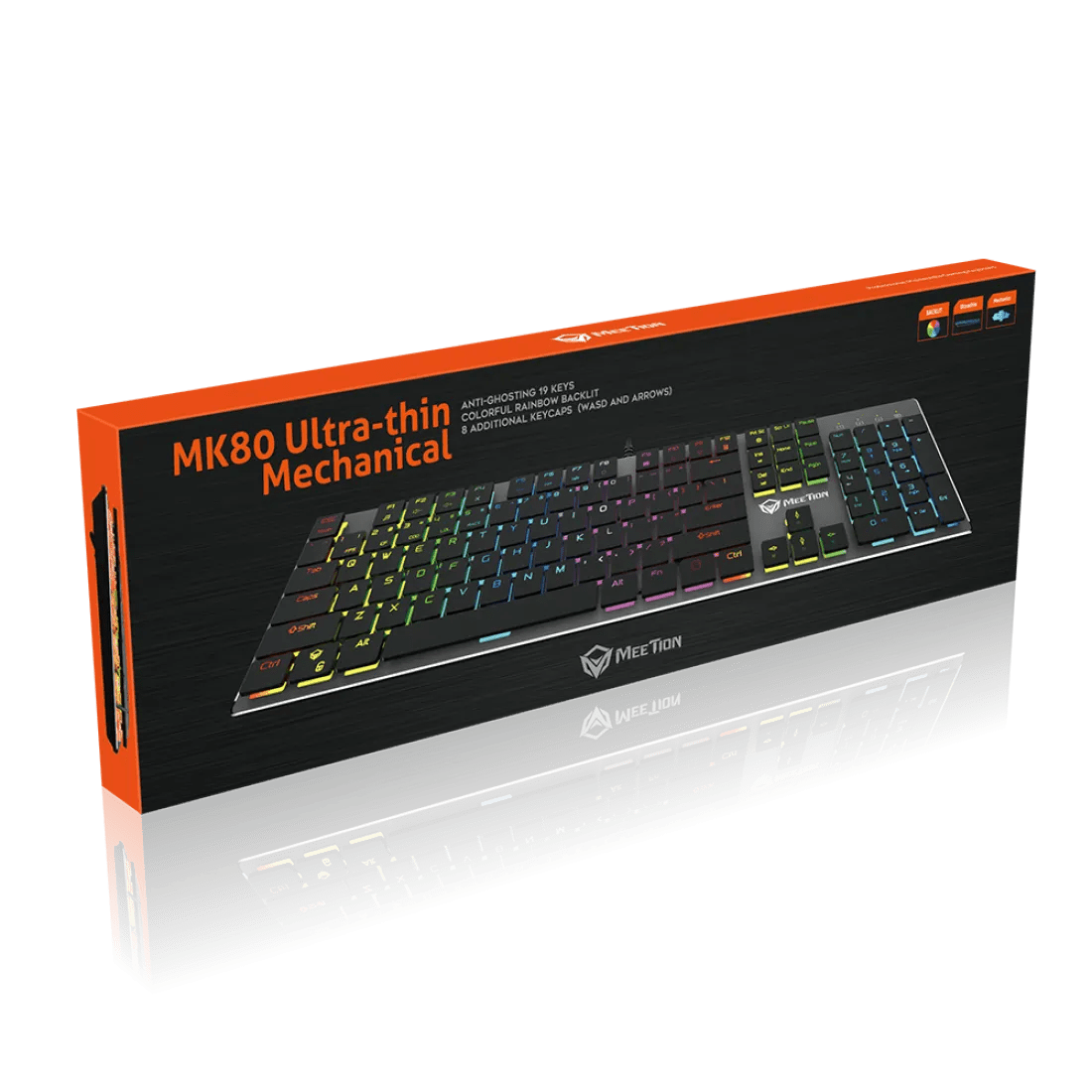 Meetion MK80 Ultrathin RGB Mechanical Gaming Keyboard Blue Switch English & Arabic Black - AHW Store