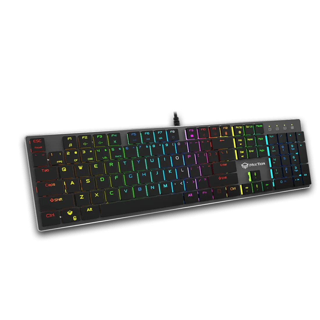 Meetion MK80 Ultrathin RGB Mechanical Gaming Keyboard Blue Switch English & Arabic Black - AHW Store