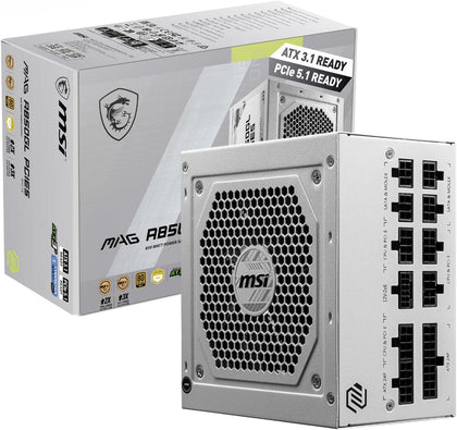 MSI 850W ATX Fully Modular Power Supply - MAG A850GL PCIE5 White - (Active PFC/80 PLUS Gold) - AHW Store