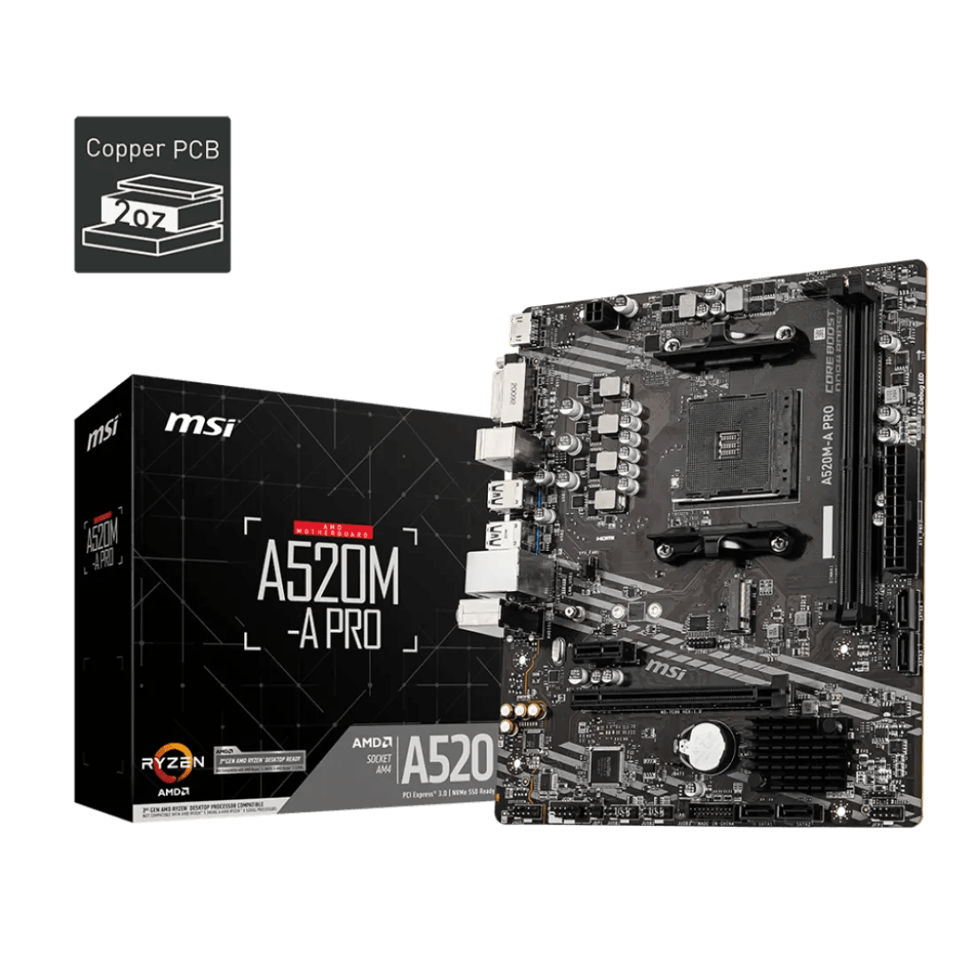 MSI A520M-A PRO DDR4 AM4 M-ATX Motherboard Black - AHW Store