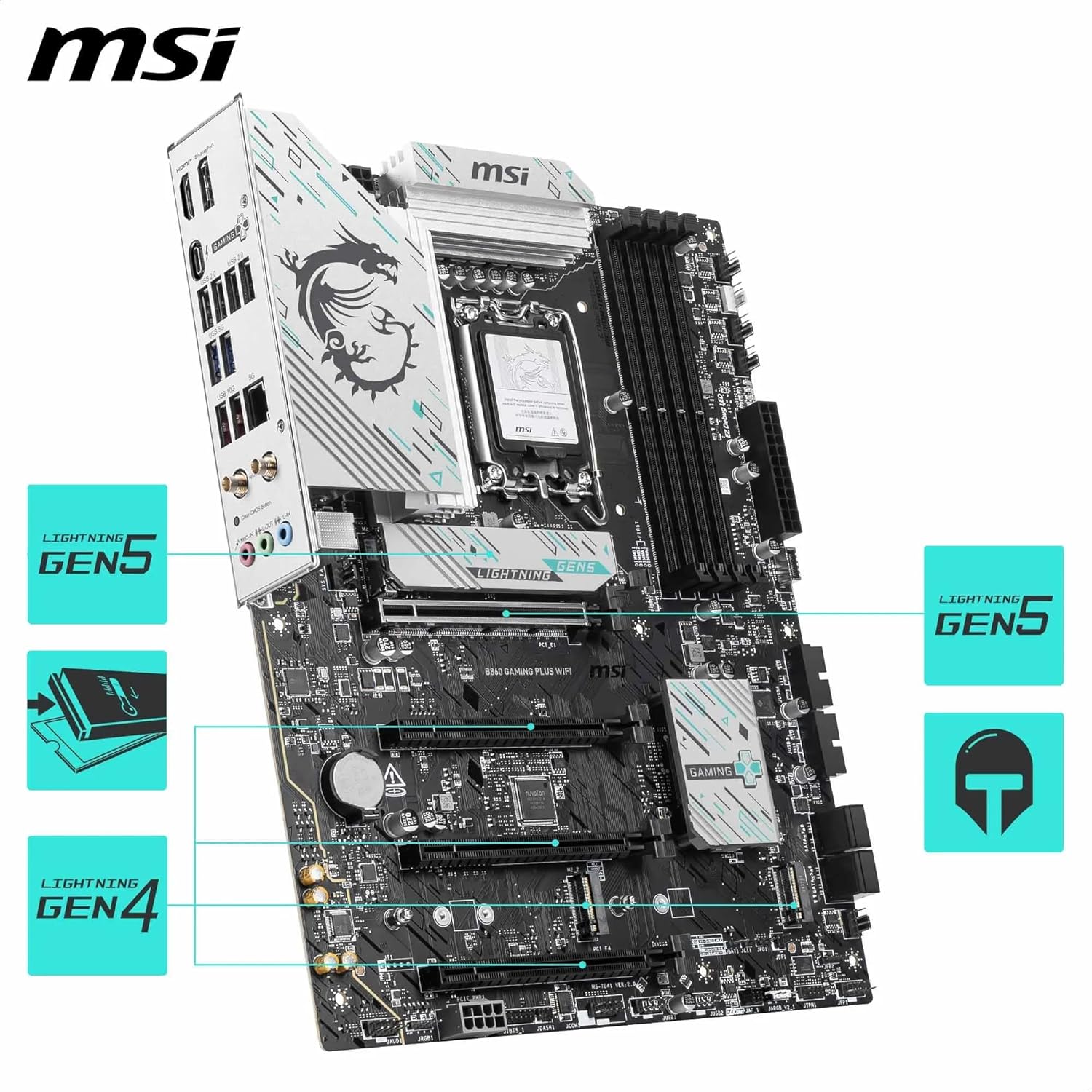 MSI B860 Gaming Plus WiFi Motherboard, ATX - Supports Intel Core Ultra Processors (Series 2), LGA 18 - AHW Store