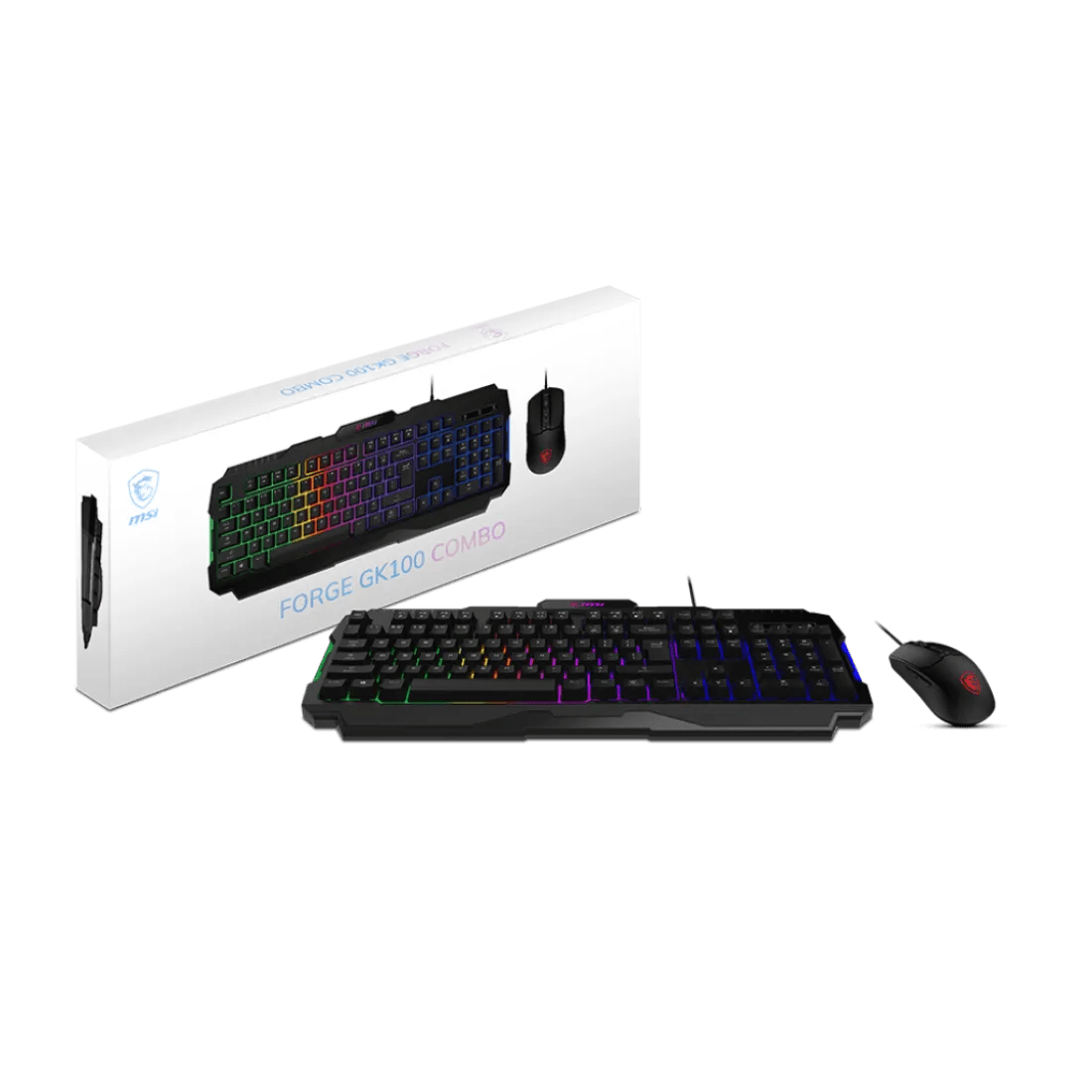 MSI FORGE GK100 Wired Gaming Combo Keyboard and Mouse 6400 DPI 7 Buttons Arabic English Black - AHW Store