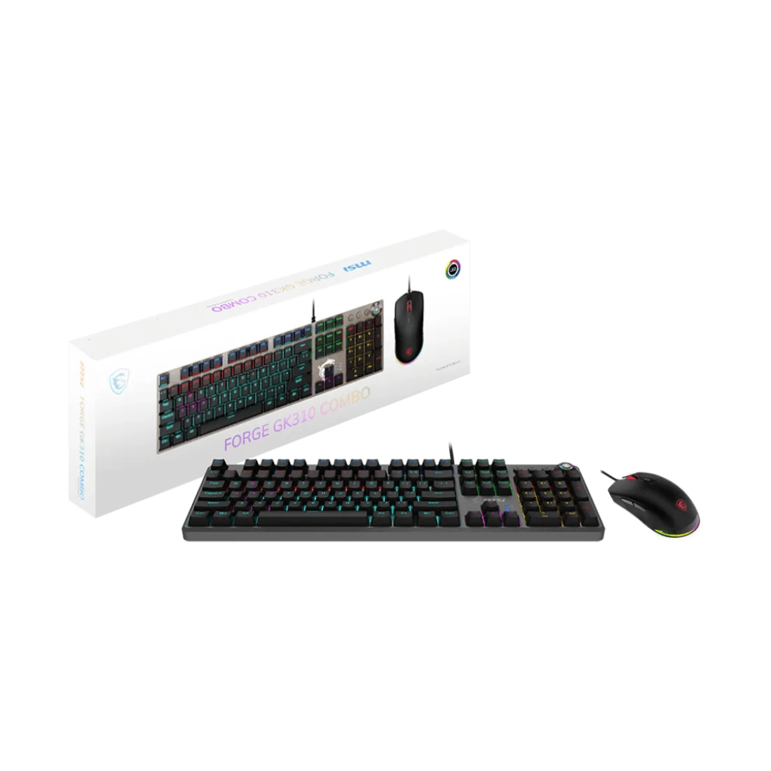 MSI FORGE GK310 Wired Gaming Combo Keyboard and Mouse 7200 DPI 7 Buttons Arabic English Black - AHW Store
