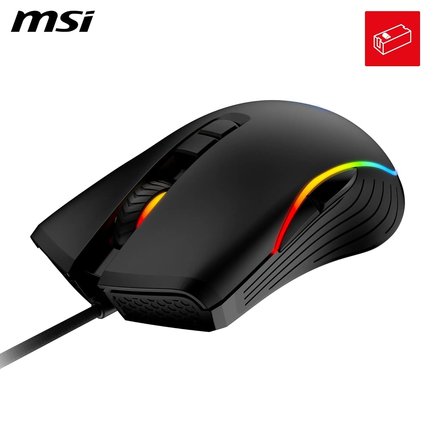 MSI FORGE GM300 RGB Wire Gaming Mouse 7200 DPI 7 Buttons Black - AHW Store