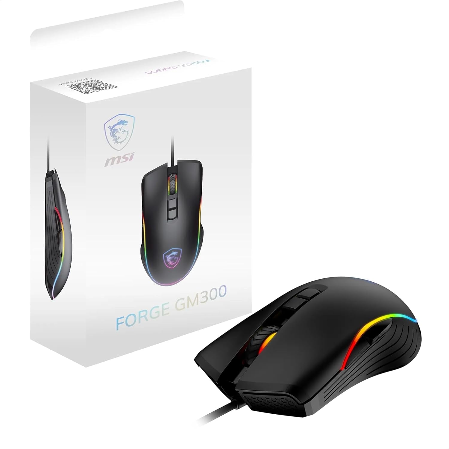 MSI FORGE GM300 RGB Wire Gaming Mouse 7200 DPI 7 Buttons Black - AHW Store