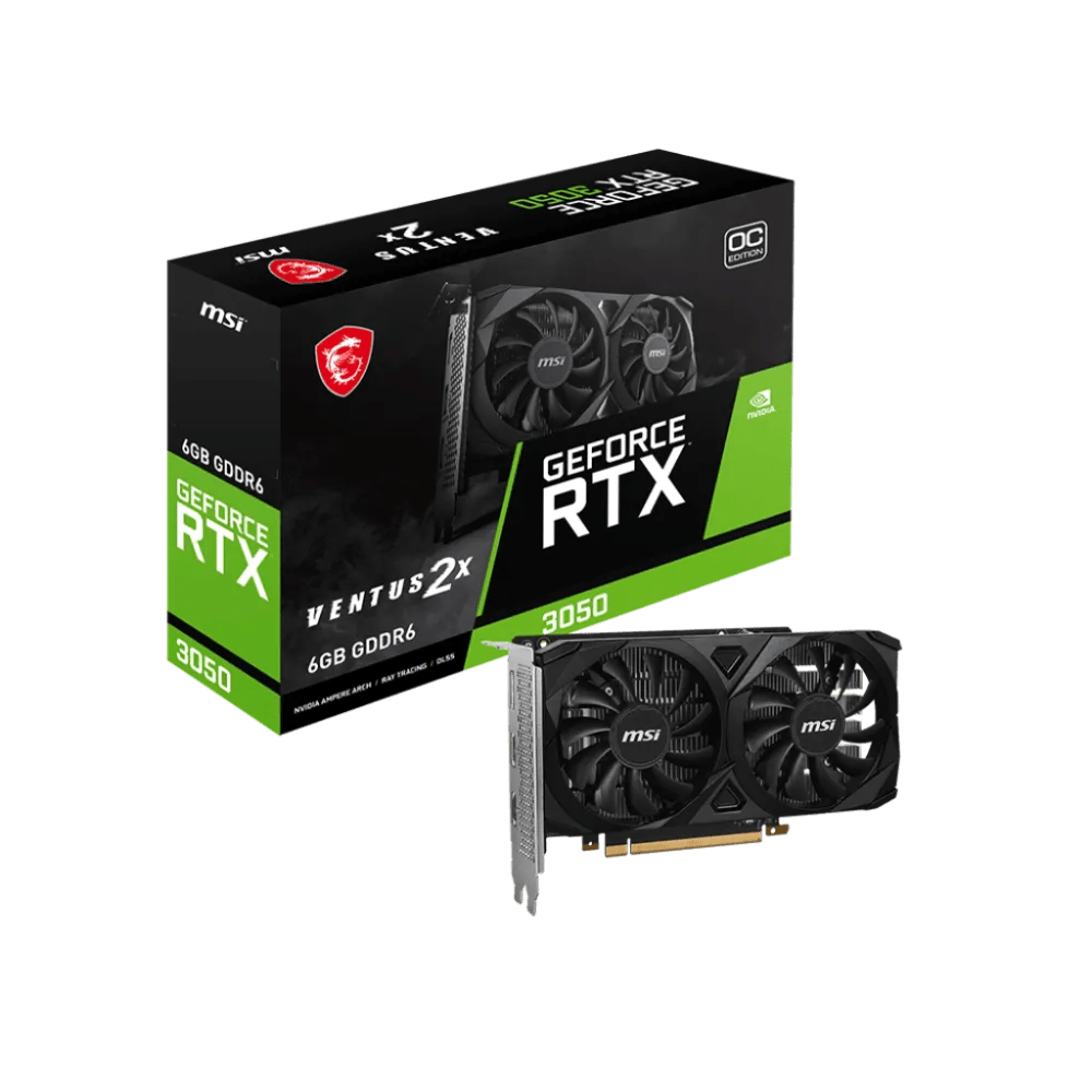 MSI GeForce RTX 3050 VENTUS 2X 6GB GDDR6 OC Graphics Card Black - AHW Store