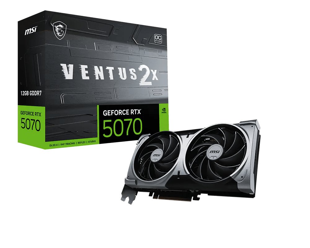 MSI GeForce RTX 5070 12G VENTUS 2X OC Graphics Card Black - AHW Store