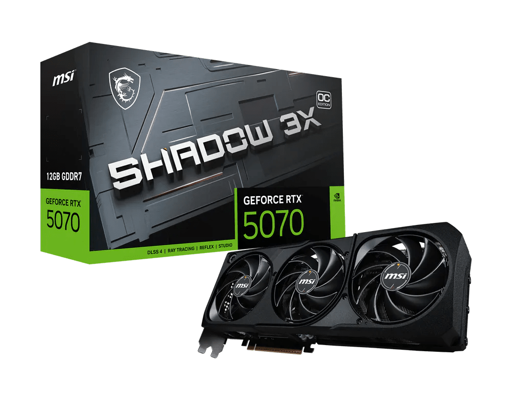 MSI GeForce RTX 5070 SHADOW 3X OC 12GB GDDR7 Graphics Card Black - AHW Store