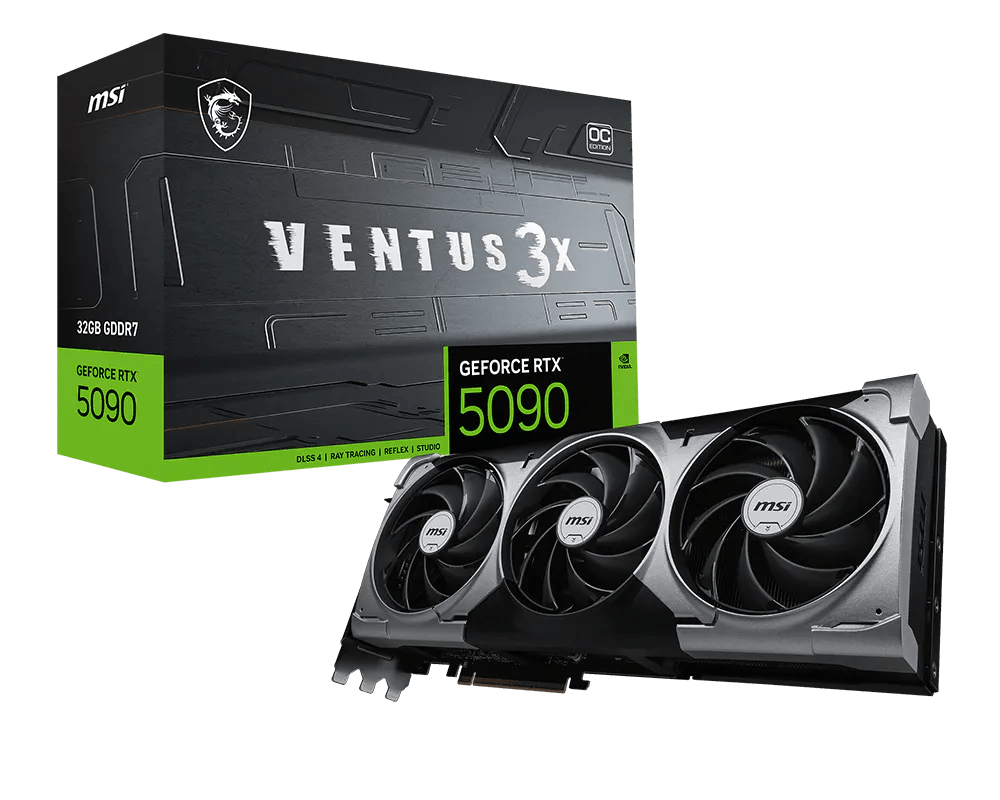 MSI GeForce RTX 5090 32G VENTUS 3X OC GDDR7 Black Graphics Card - AHW Store