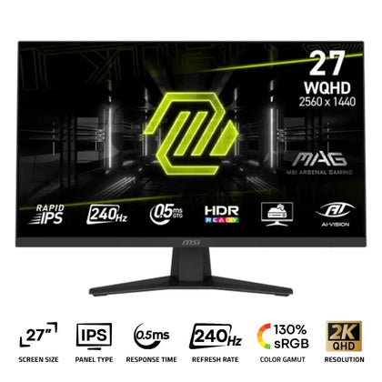 MSI MAG 274QF X24 Gaming Monitor 27 Inch Rapid IPS 2K 240Hz 0.5ms GTG Black - AHW Store