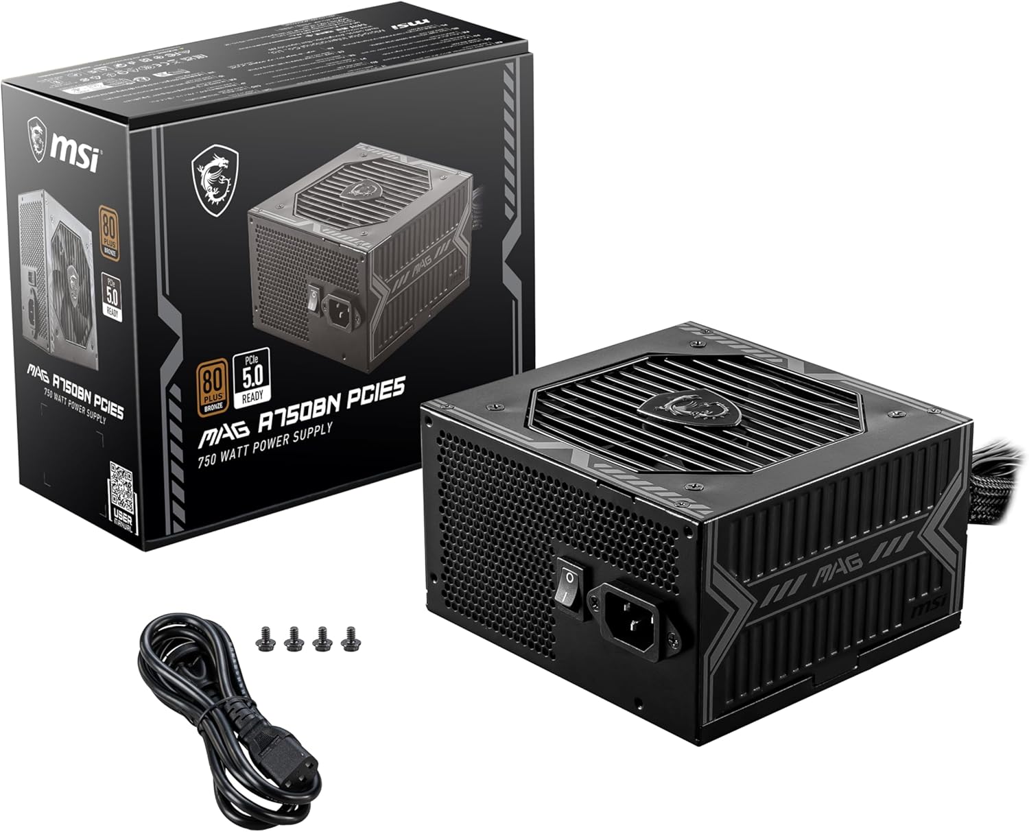 MSI MAG A750BN PCIE 5 750W Gaming Power Supply 80 Plus Bronze Certified ATX PSU PCIE 5.0 - AHW Store