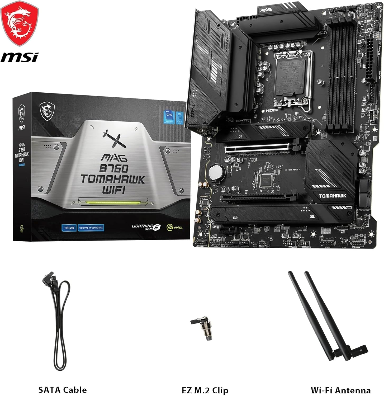 MSI MAG B760 TOMAHAWK WIFI DDR4 LGA1700 ATX Motherboard, Intel B760 Chipset, 4x DDR4, 128GB Max Memo - AHW Store