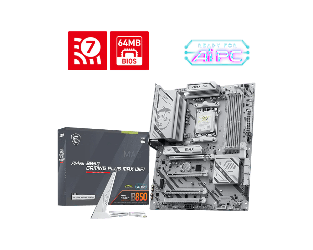 MSI MAG B850 GAMING PLUS MAX WIFI DDR5 AM5 ATX Motherboard - AHW Store