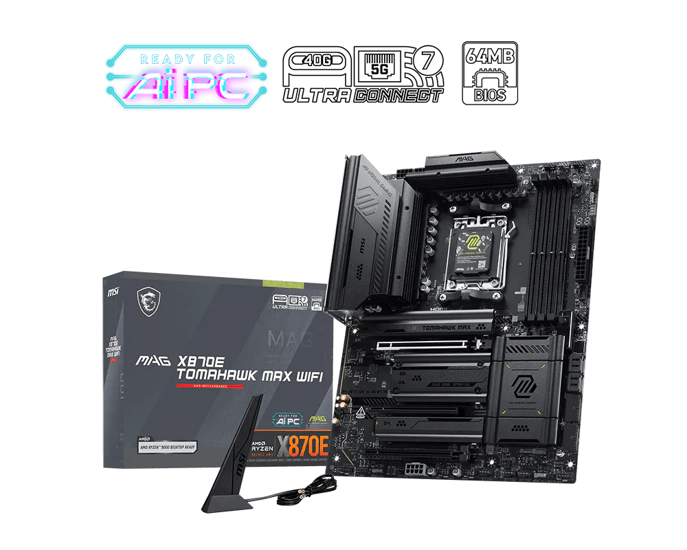 MSI MAG X870E TOMAHAWK MAX WIFI DDR5 AM5 ATX Motherboard Black - AHW Store