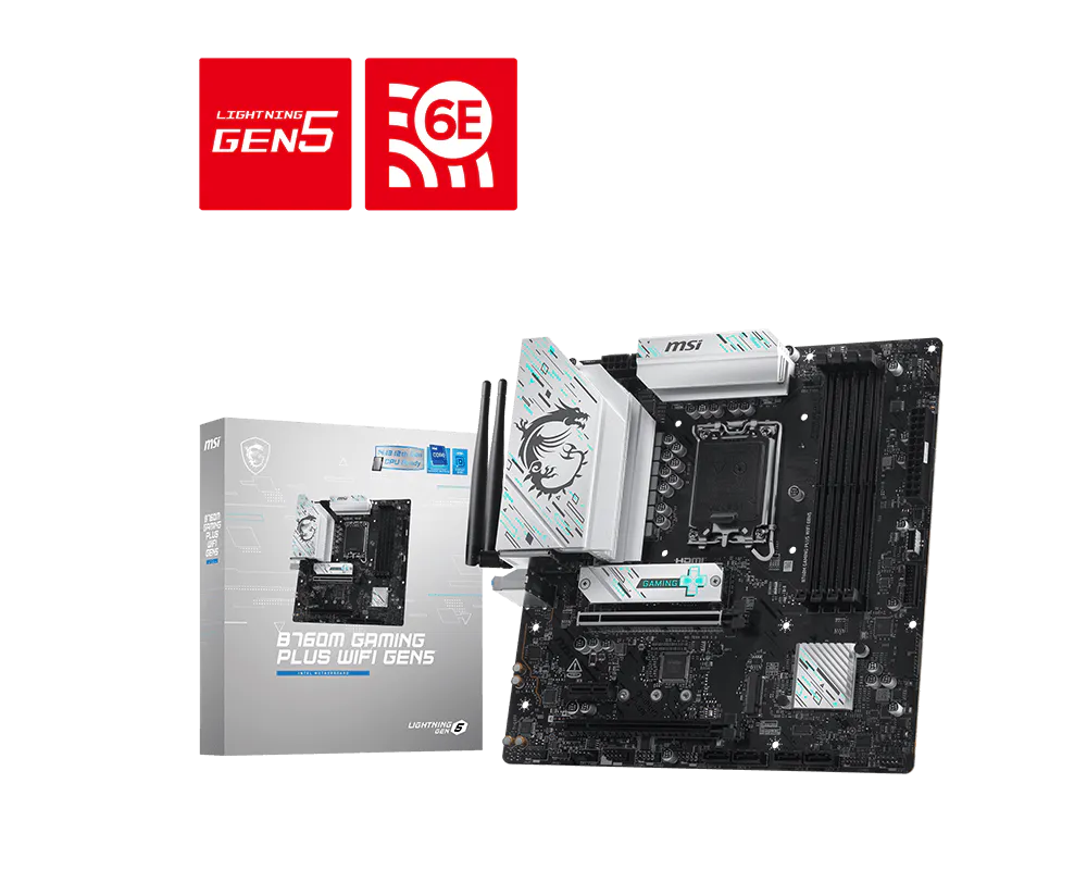 MSI MAG B760M GAMING PLUS WIFI GEN5 DDR5 LGA1700 M-ATX Motherboard Black